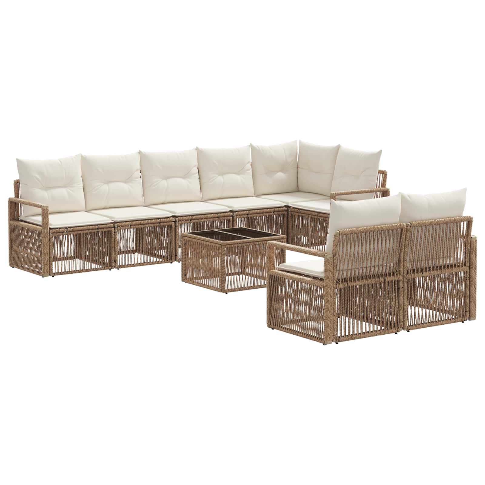 vidaXL Tuinbankenset 9 pcs Zwart poly rattan