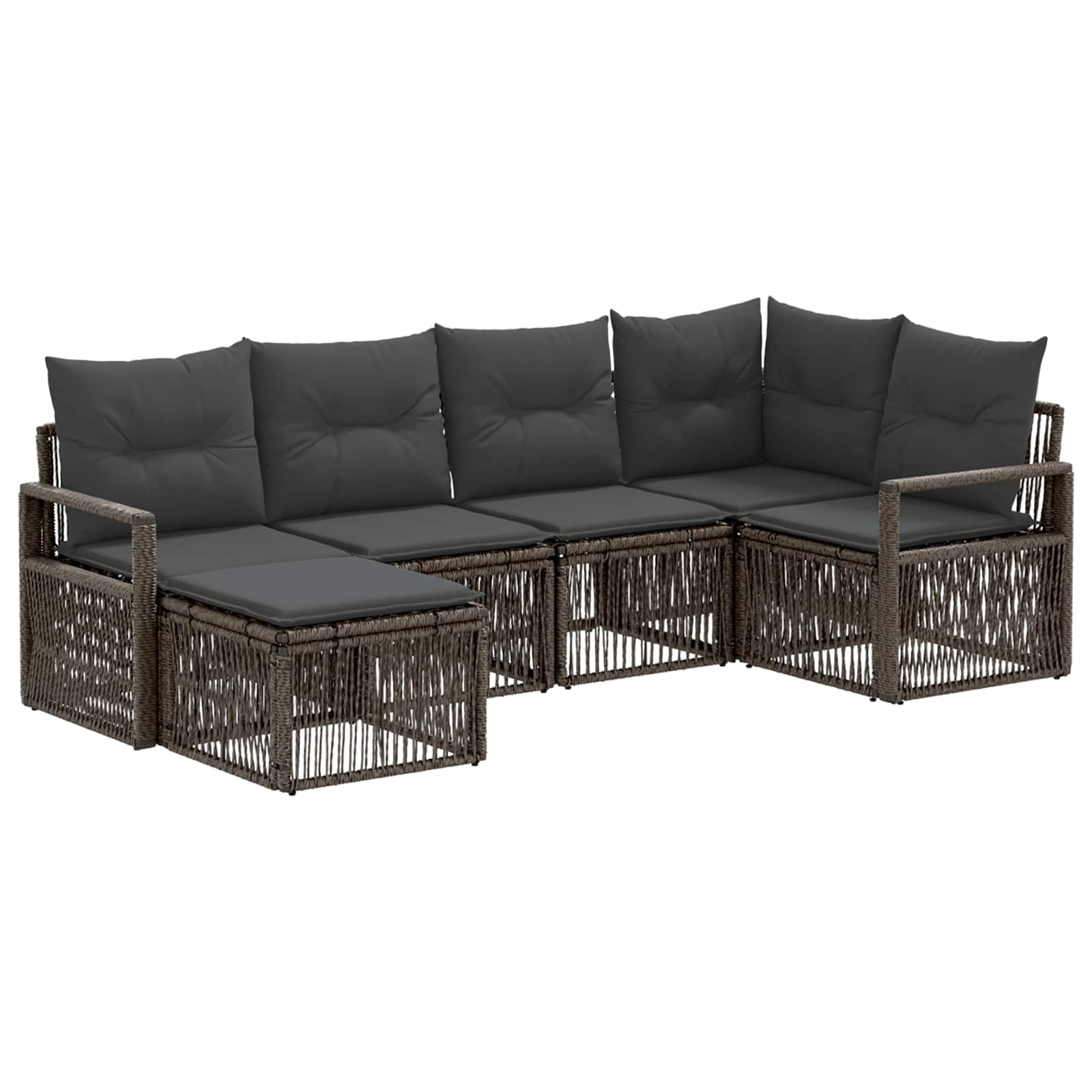 vidaXL Tuinbankenset 7 pcs Zwart poly rattan