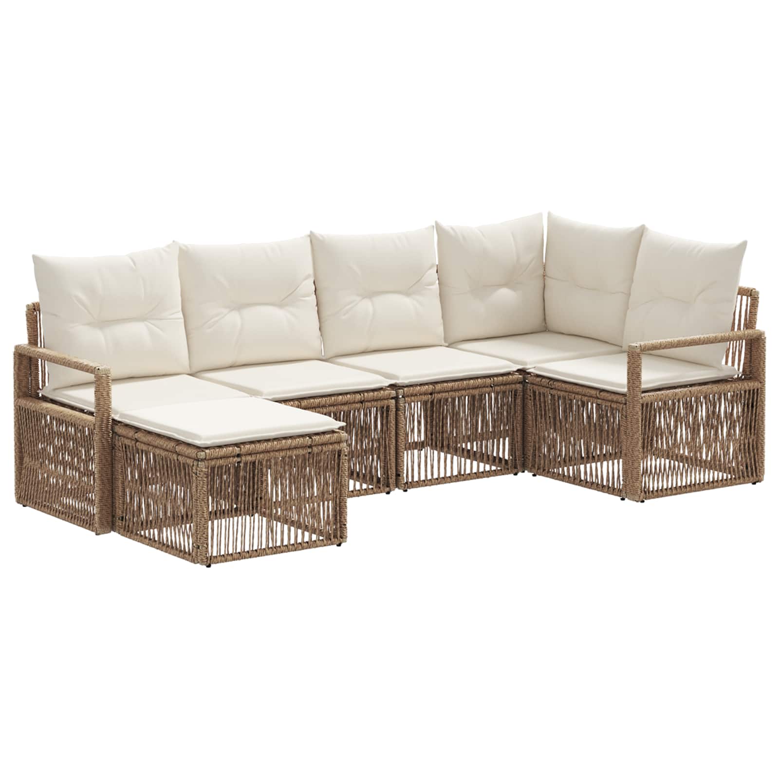 vidaXL Tuinbankenset 7 pcs Zwart poly rattan