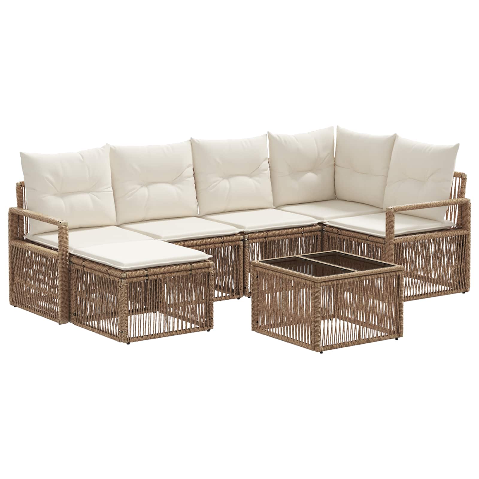 vidaXL Tuinbankenset 7 pcs Zwart poly rattan