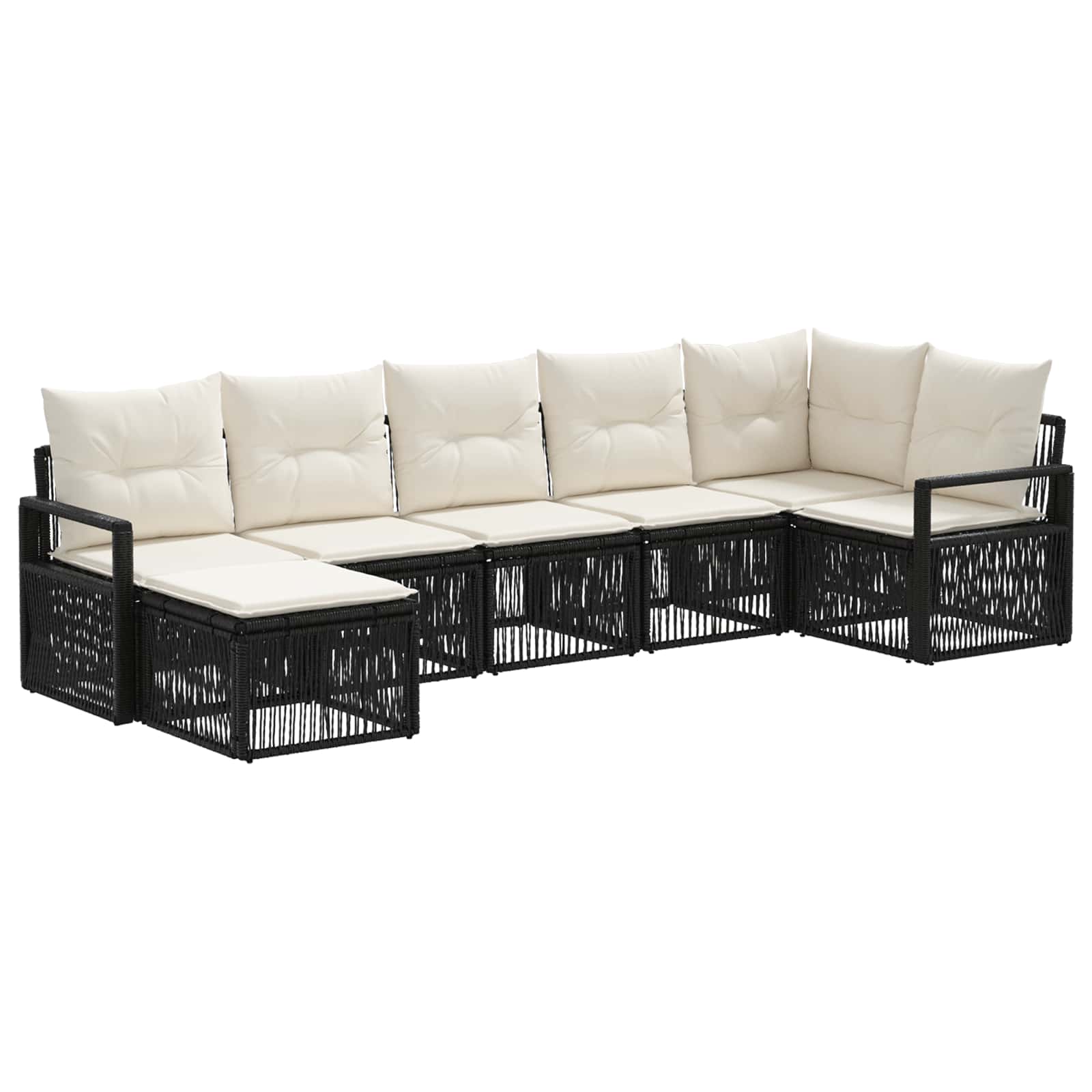 vidaXL Tuinbankenset 8 pcs Zwart poly rattan