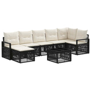 vidaXL Tuinbankenset 8 pcs Zwart poly rattan