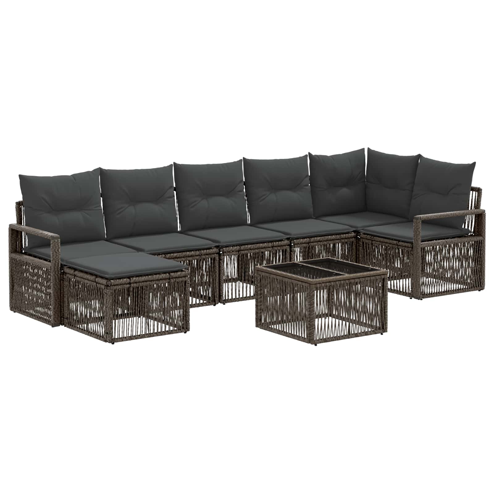 vidaXL Tuinbankenset 8 pcs Zwart poly rattan