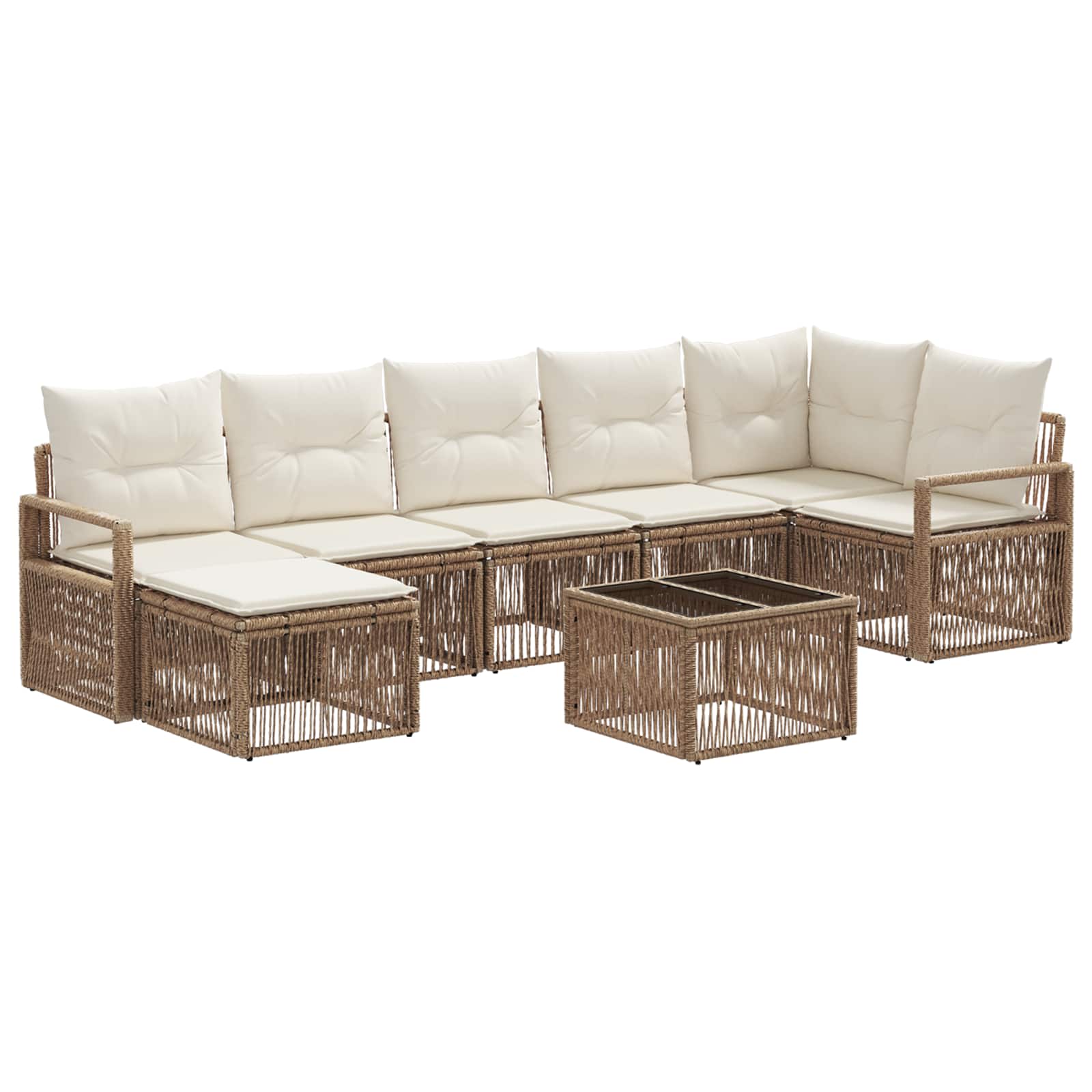 vidaXL Tuinbankenset 8 pcs Zwart poly rattan