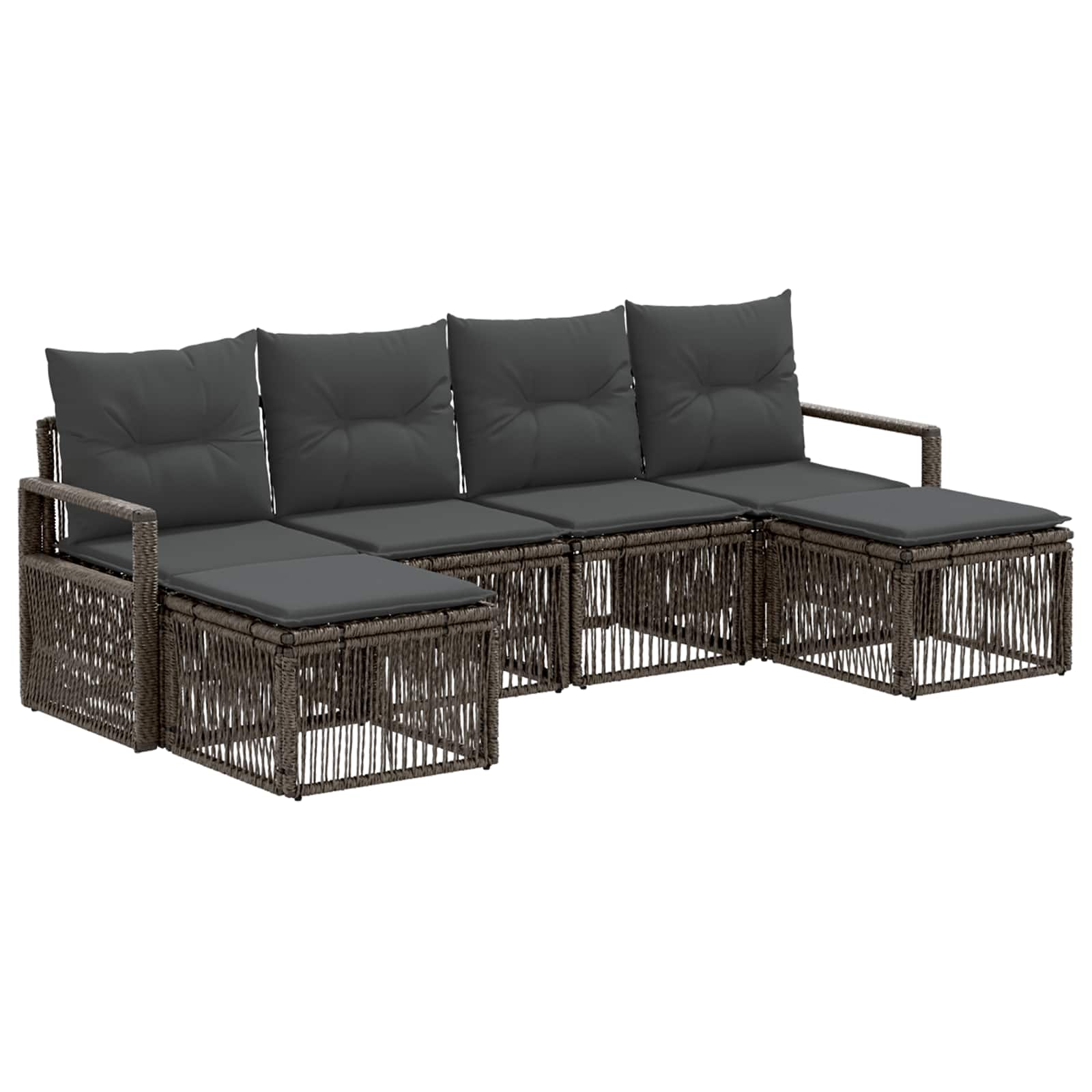 vidaXL Tuinbankenset 7 pcs Zwart poly rattan