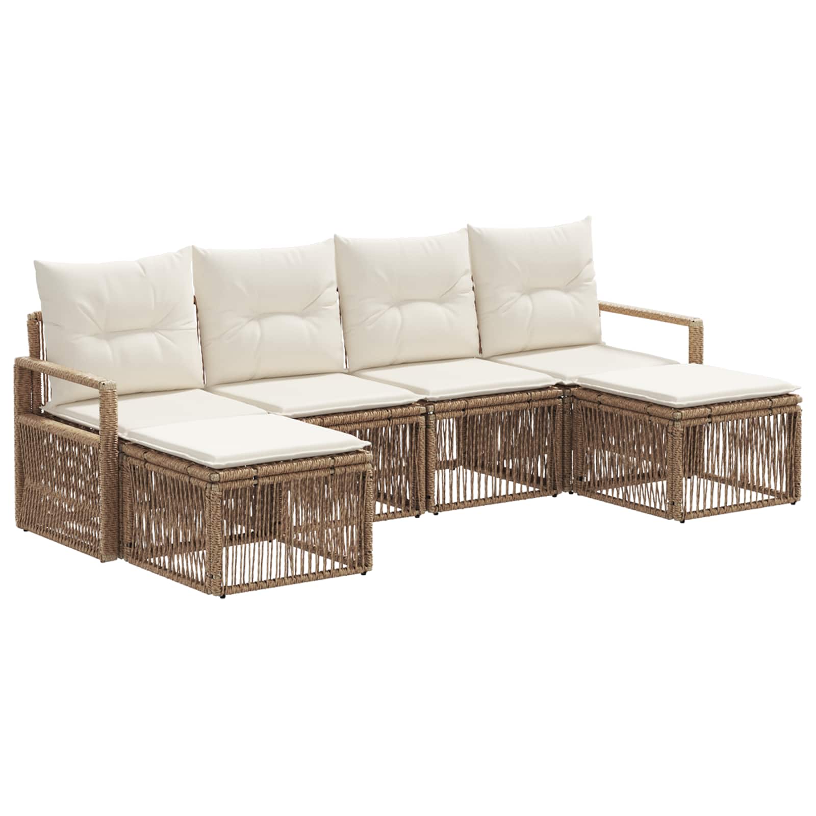 vidaXL Tuinbankenset 7 pcs Zwart poly rattan