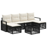 vidaXL Tuinbankenset 7 pcs Zwart poly rattan