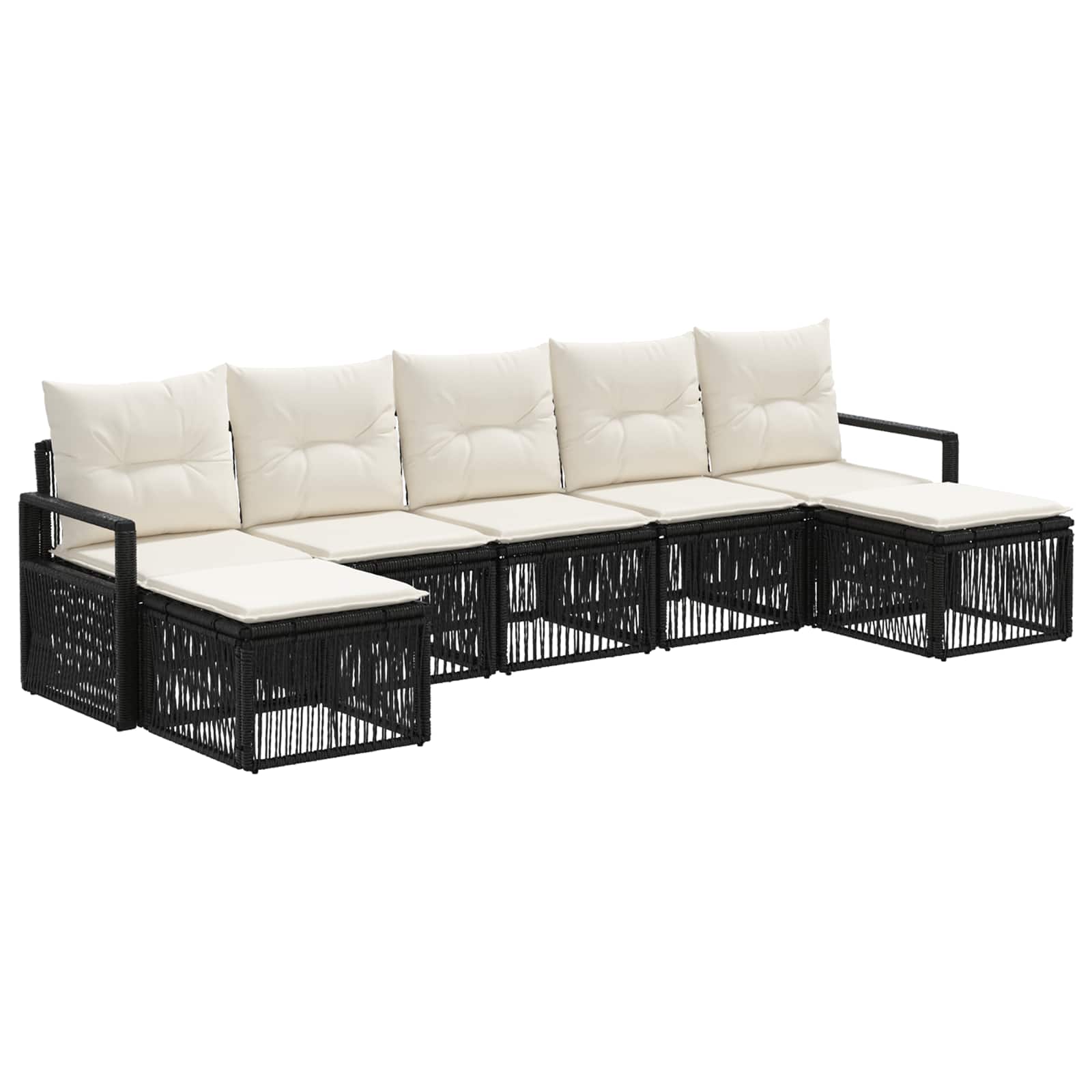 vidaXL Tuinbankenset 8 pcs Zwart poly rattan