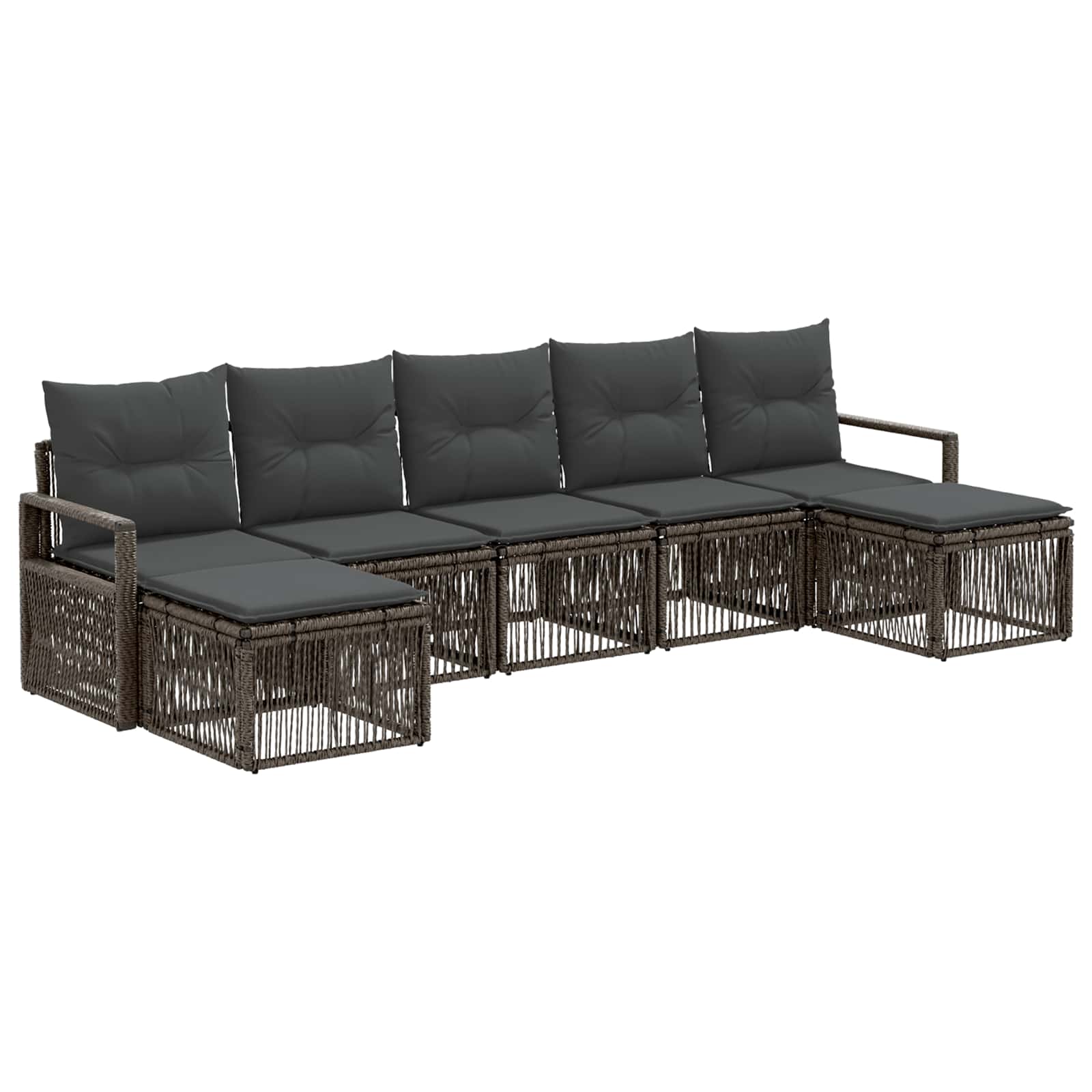 vidaXL Tuinbankenset 8 pcs Zwart poly rattan