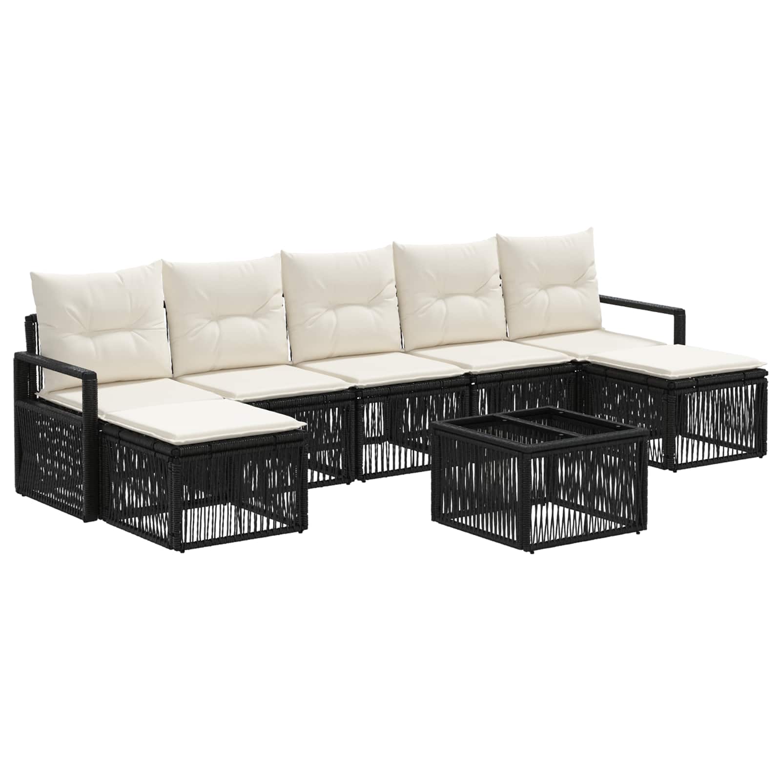 vidaXL Tuinbankenset 8 pcs Zwart poly rattan