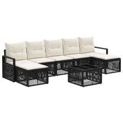 vidaXL Tuinbankenset 8 pcs Zwart poly rattan