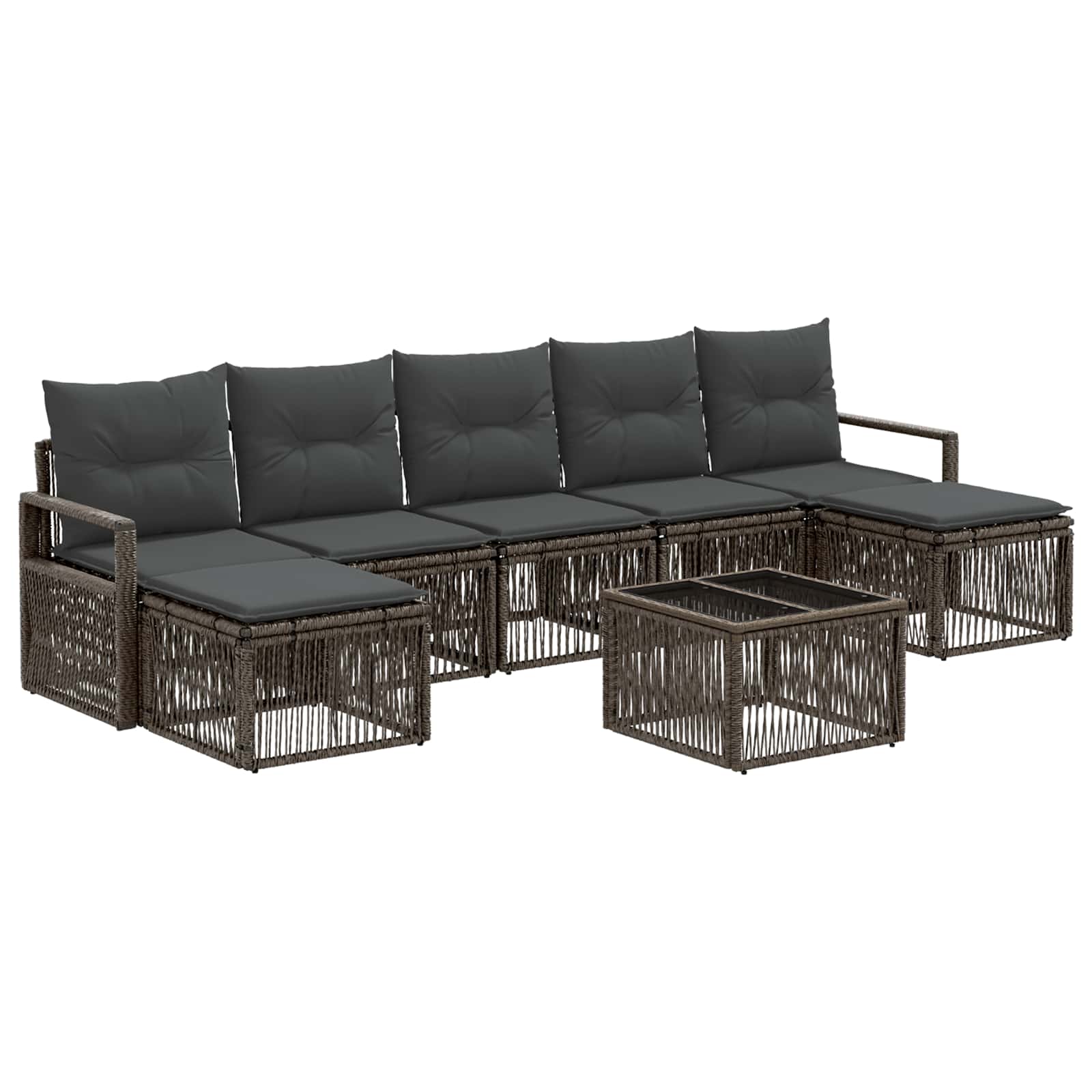 vidaXL Tuinbankenset 8 pcs Zwart poly rattan