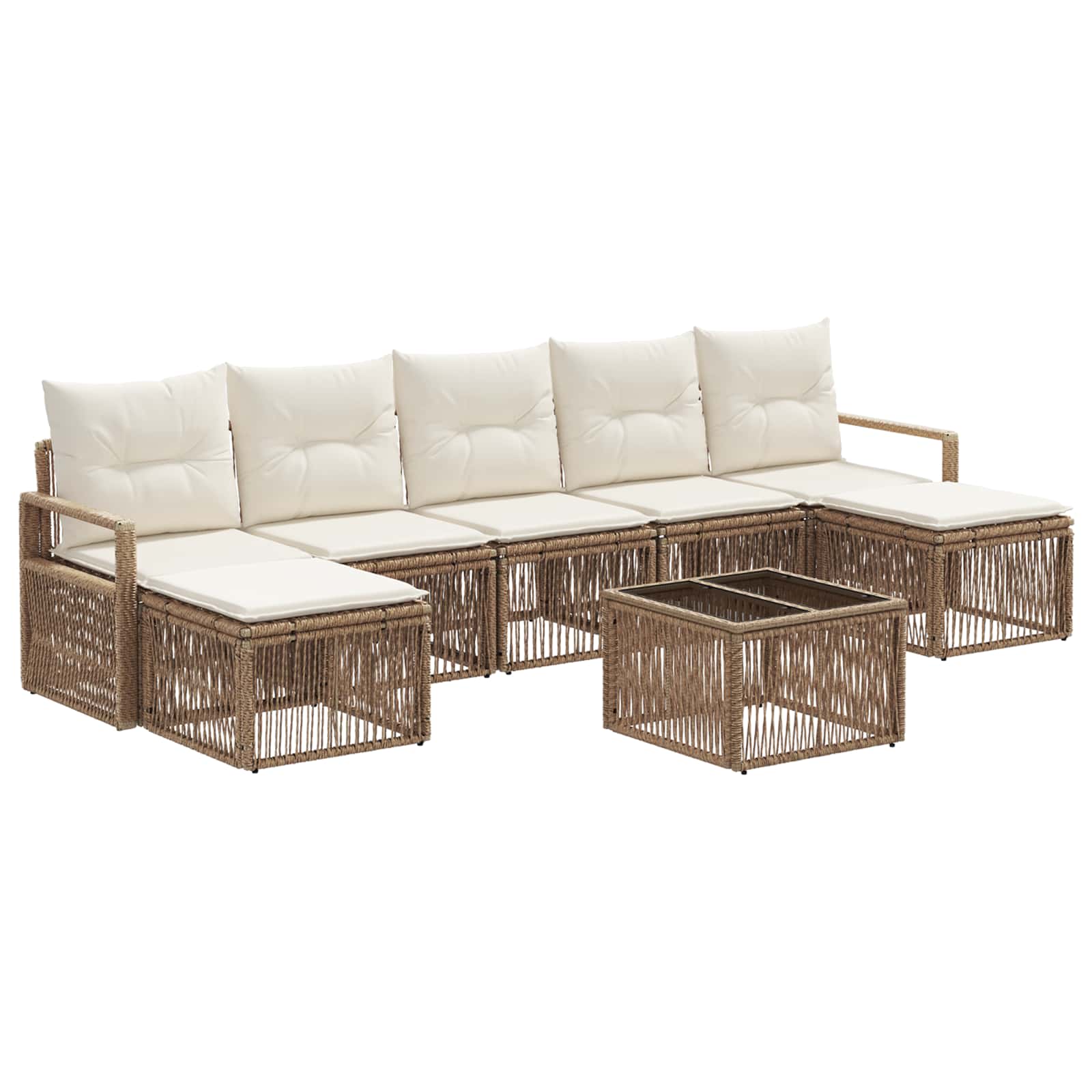 vidaXL Tuinbankenset 8 pcs Zwart poly rattan
