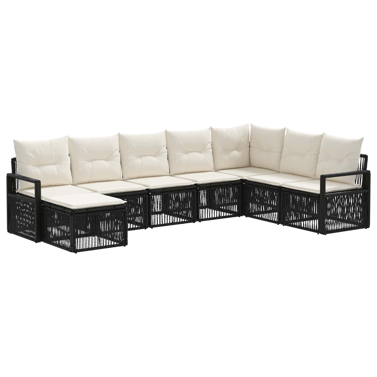vidaXL Tuinbankenset 9 pcs Zwart poly rattan