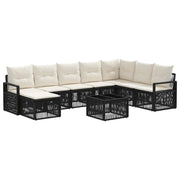 vidaXL Tuinbankenset 9 pcs Zwart poly rattan