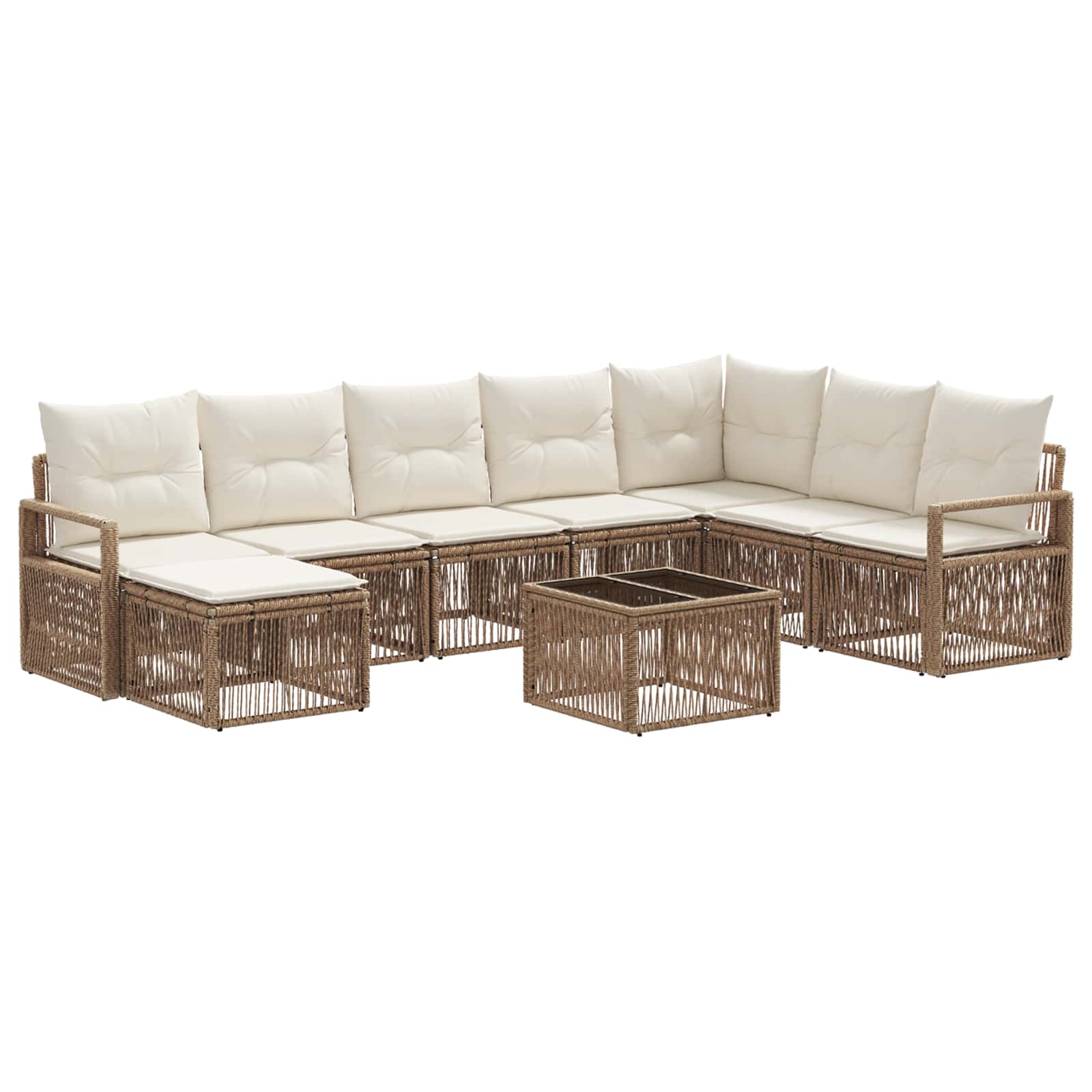 vidaXL Tuinbankenset 9 pcs Zwart poly rattan