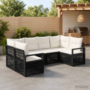 vidaXL Tuinbankenset 6 st 6-Aantal zitplaatsen Zwart poly rattan