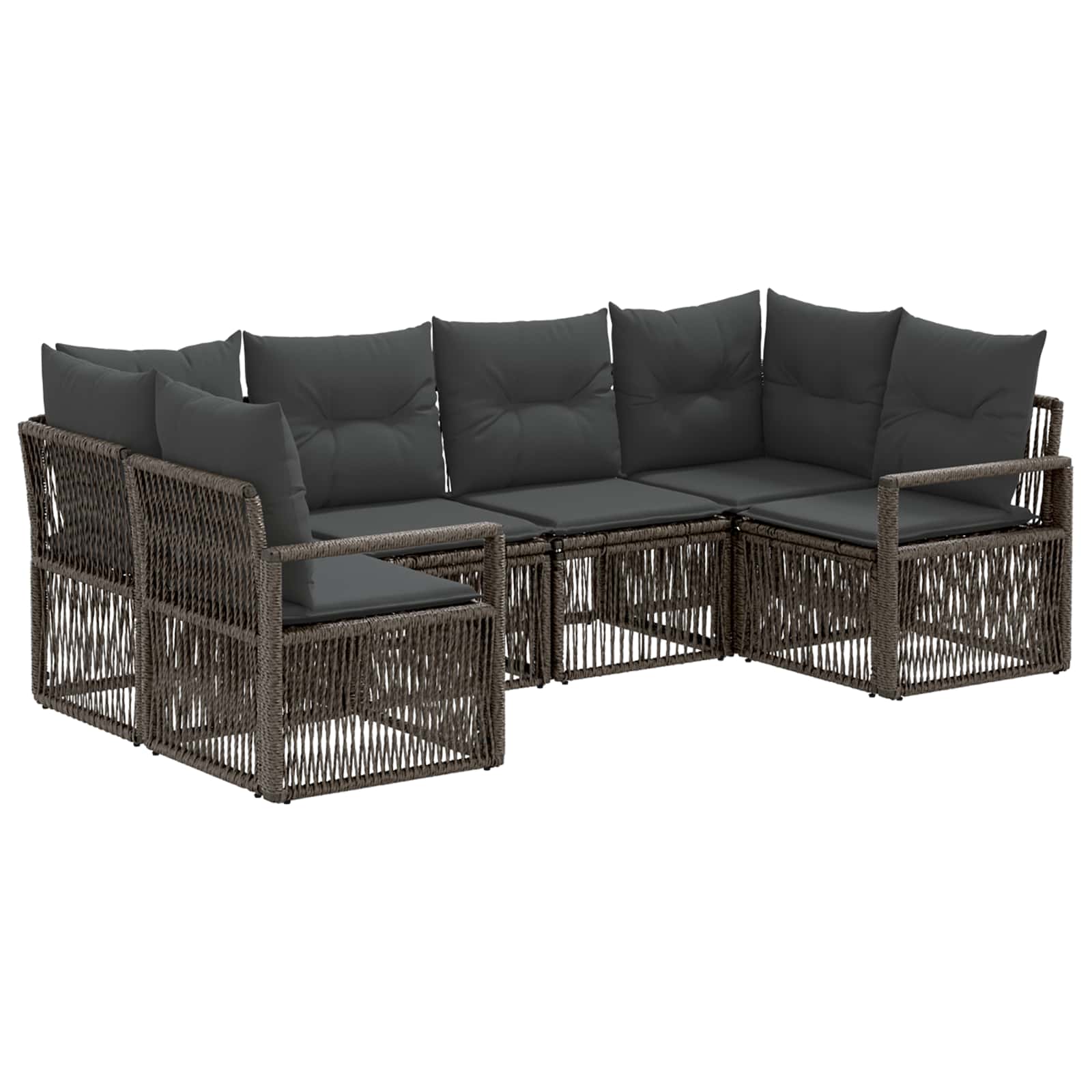 vidaXL Tuinbankenset 6 st 6-Aantal zitplaatsen Zwart poly rattan