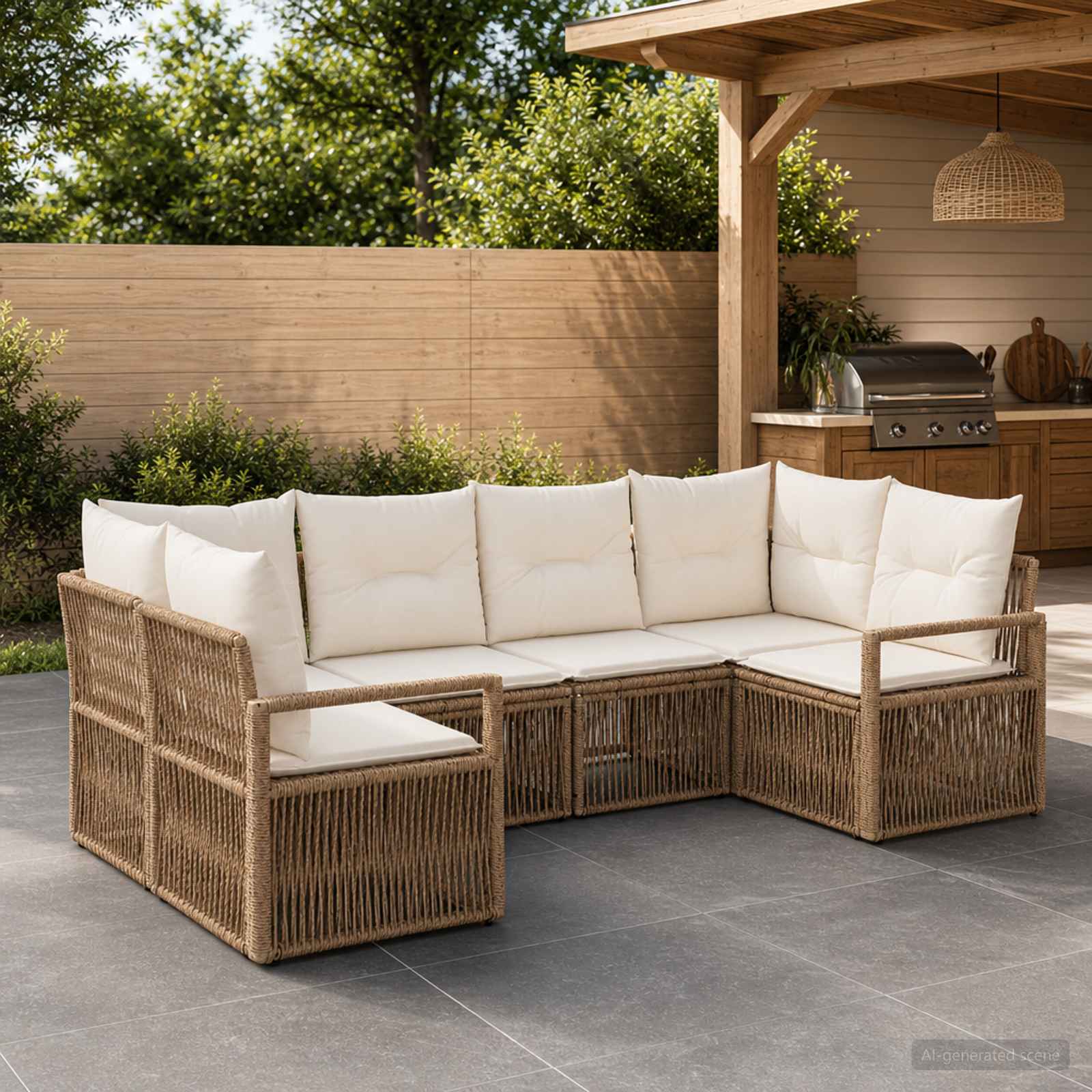 vidaXL Tuinbankenset 6 st 6-Aantal zitplaatsen Zwart poly rattan