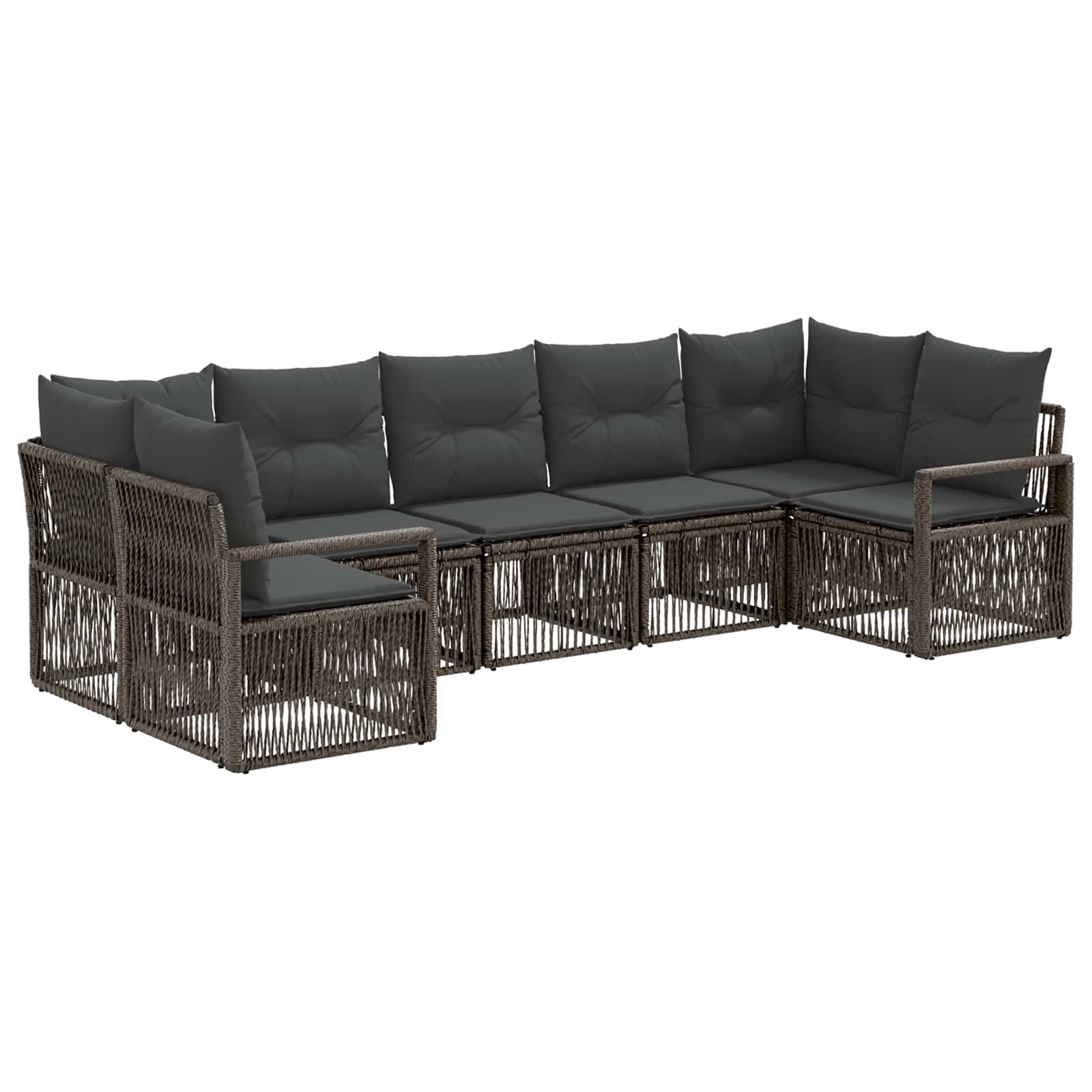 vidaXL Tuinbankenset 7 st 7-Aantal zitplaatsen Zwart poly rattan