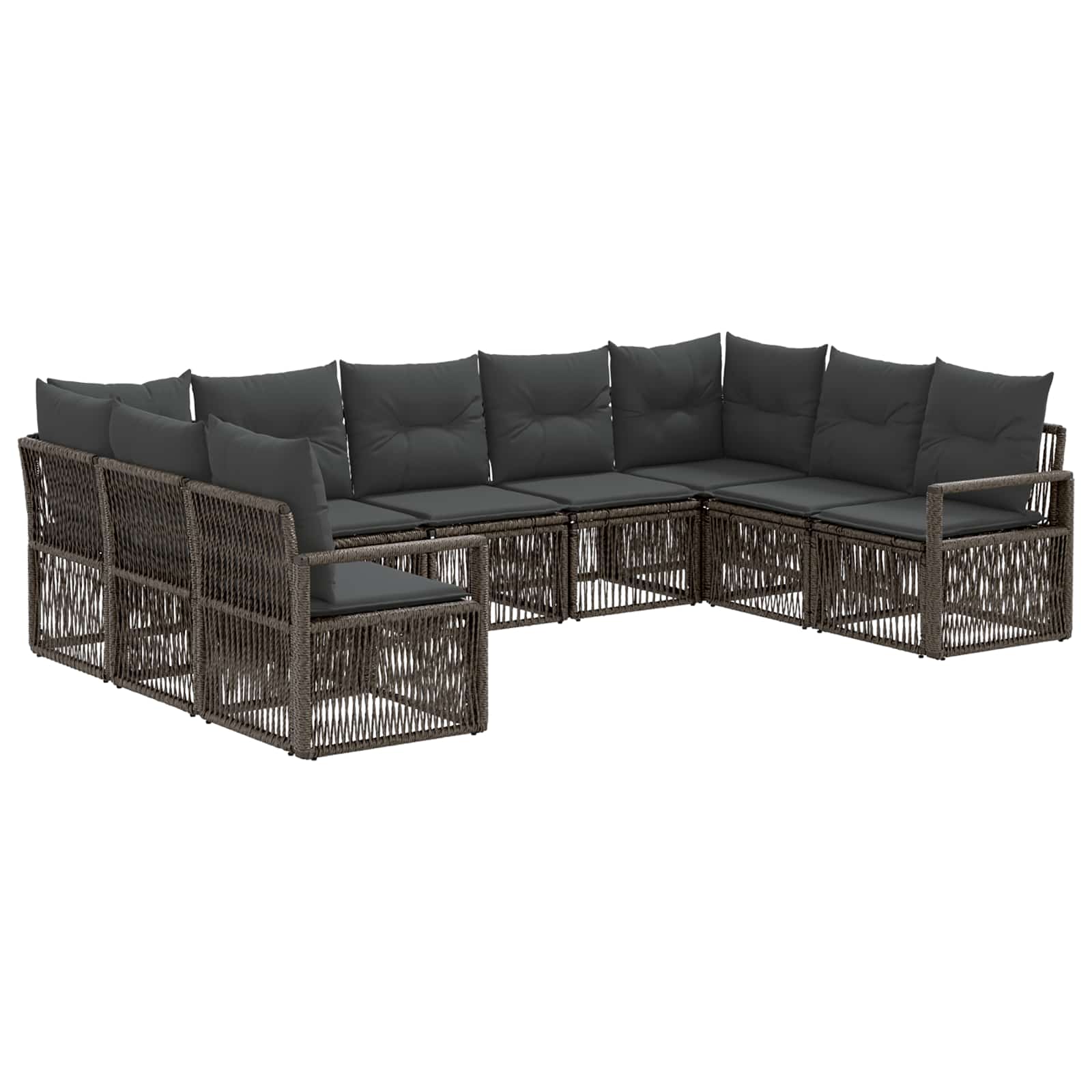 vidaXL Tuinbankenset 10 pcs Zwart poly rattan
