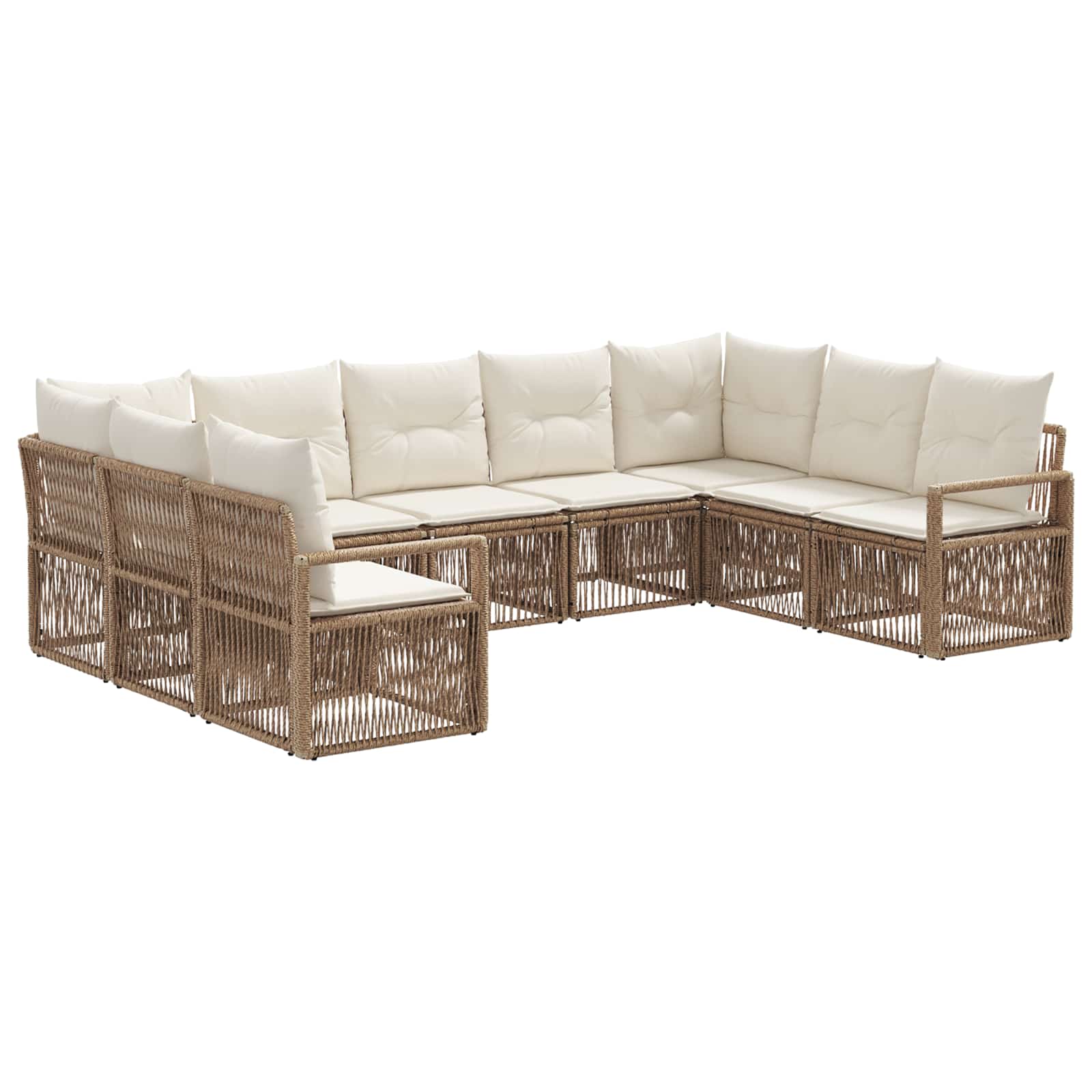 vidaXL Tuinbankenset 10 pcs Zwart poly rattan