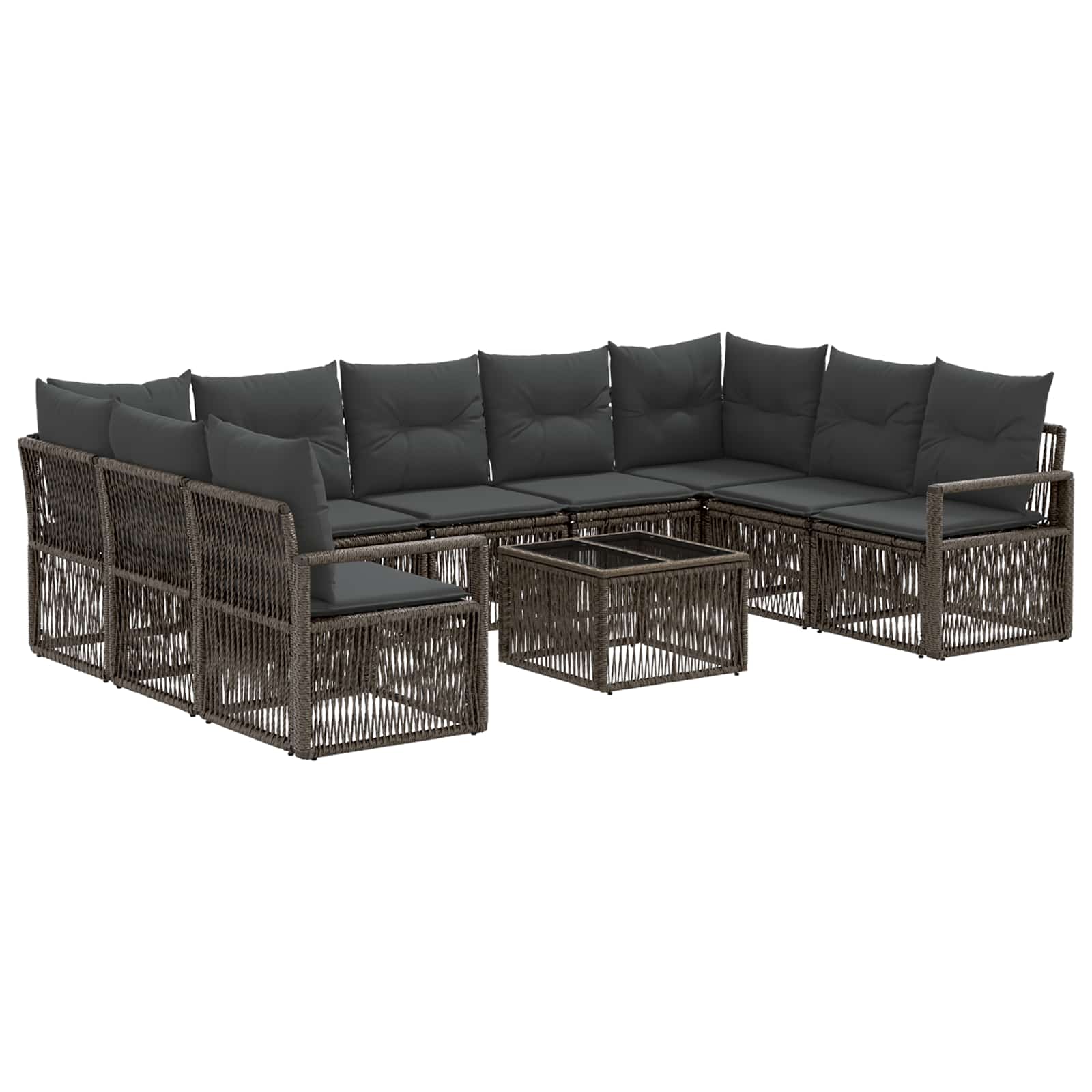 vidaXL Tuinbankenset 10 pcs Zwart poly rattan