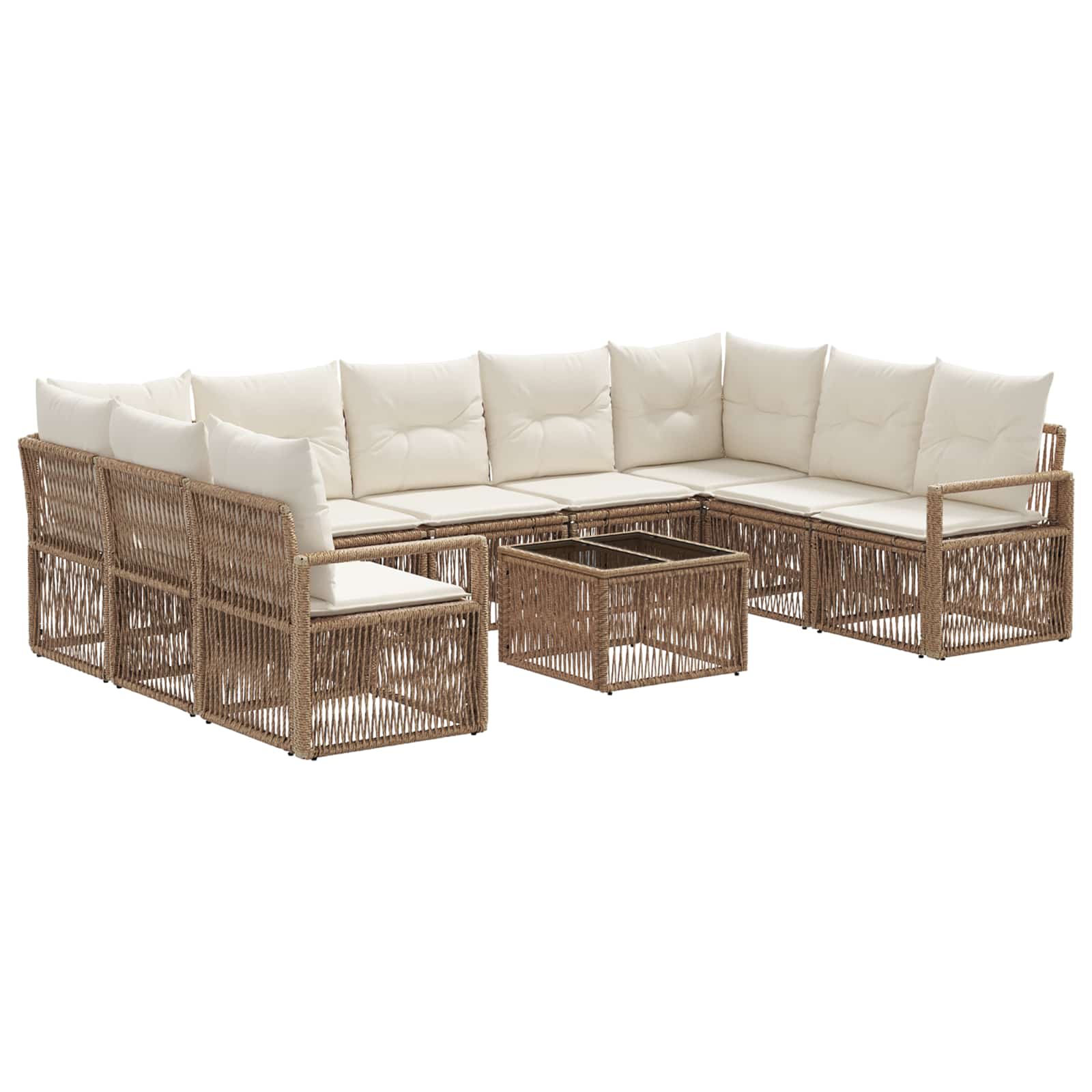 vidaXL Tuinbankenset 10 pcs Zwart poly rattan
