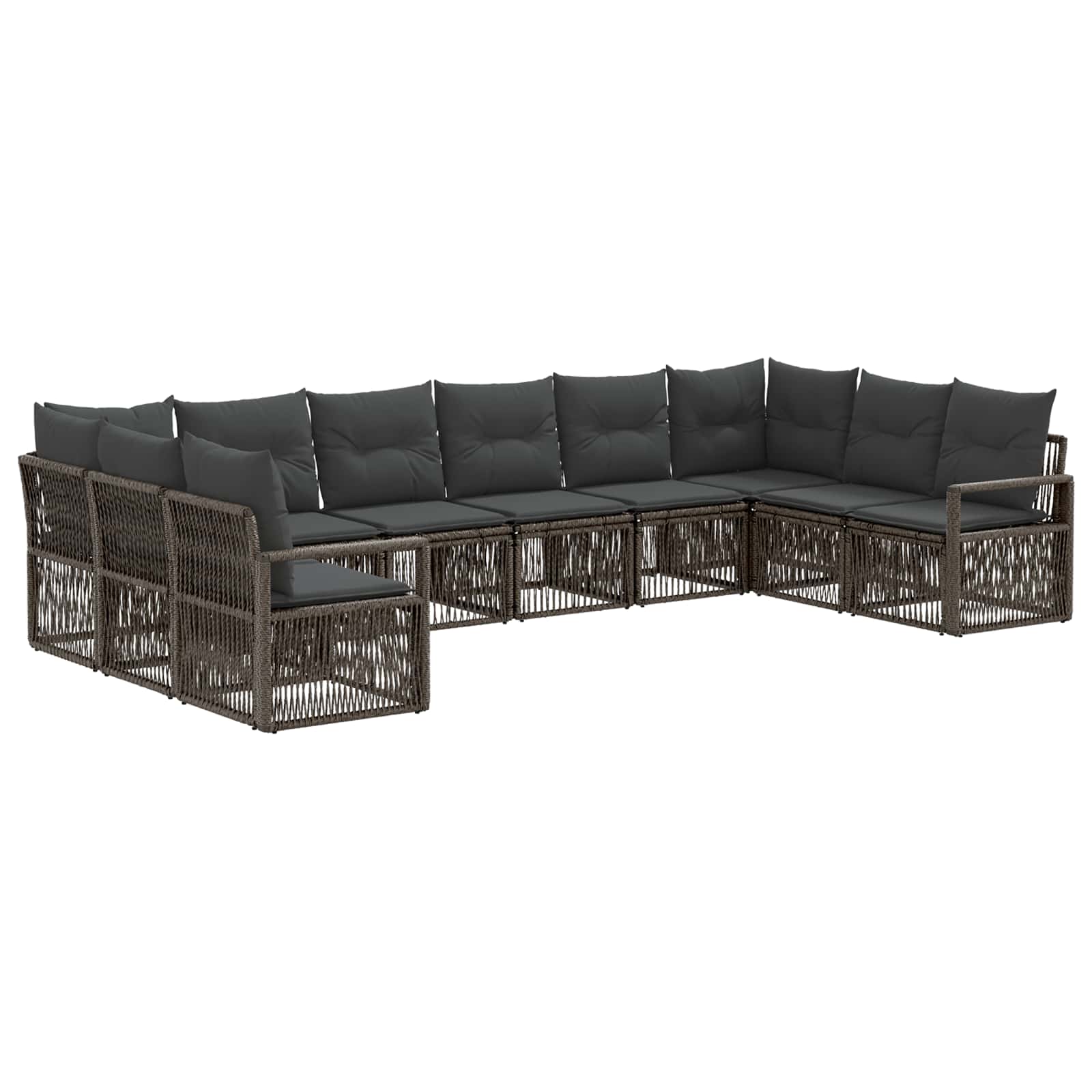 vidaXL Tuinbankenset 11 pcs Zwart poly rattan