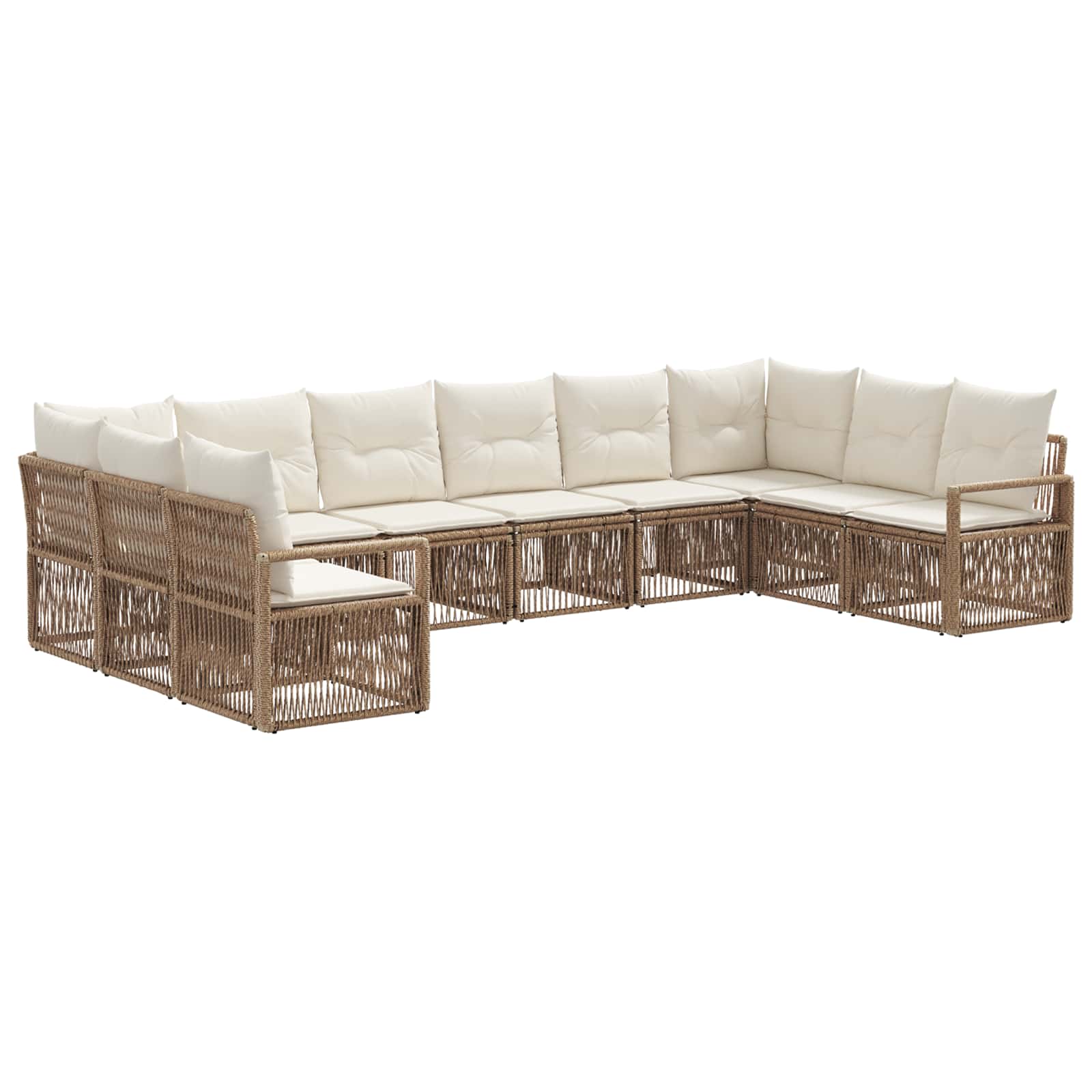 vidaXL Tuinbankenset 11 pcs Zwart poly rattan