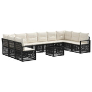 vidaXL Tuinbankenset 11 pcs Zwart poly rattan