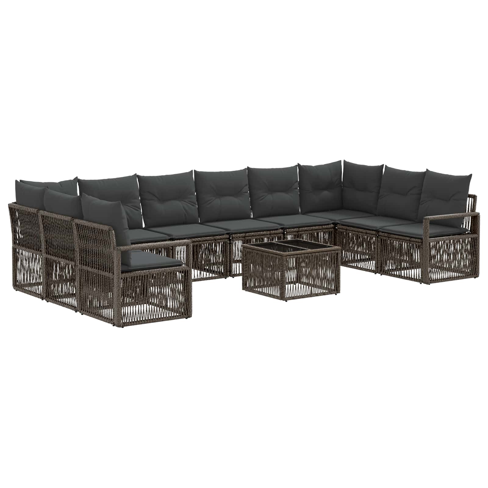 vidaXL Tuinbankenset 11 pcs Zwart poly rattan