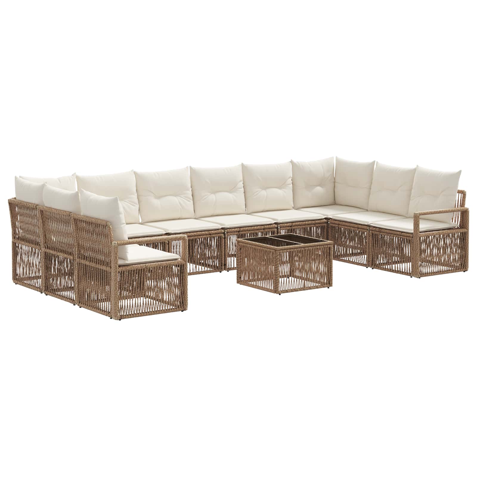 vidaXL Tuinbankenset 11 pcs Zwart poly rattan