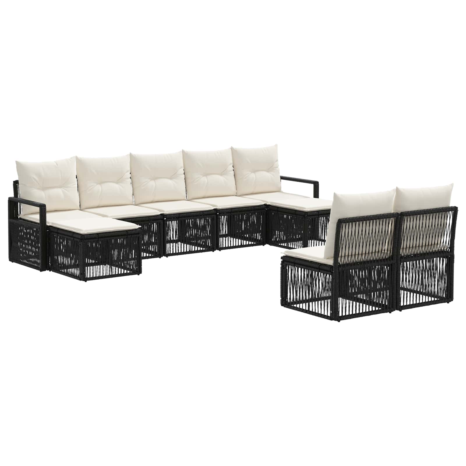 vidaXL Tuinbankenset 10 pcs Zwart poly rattan