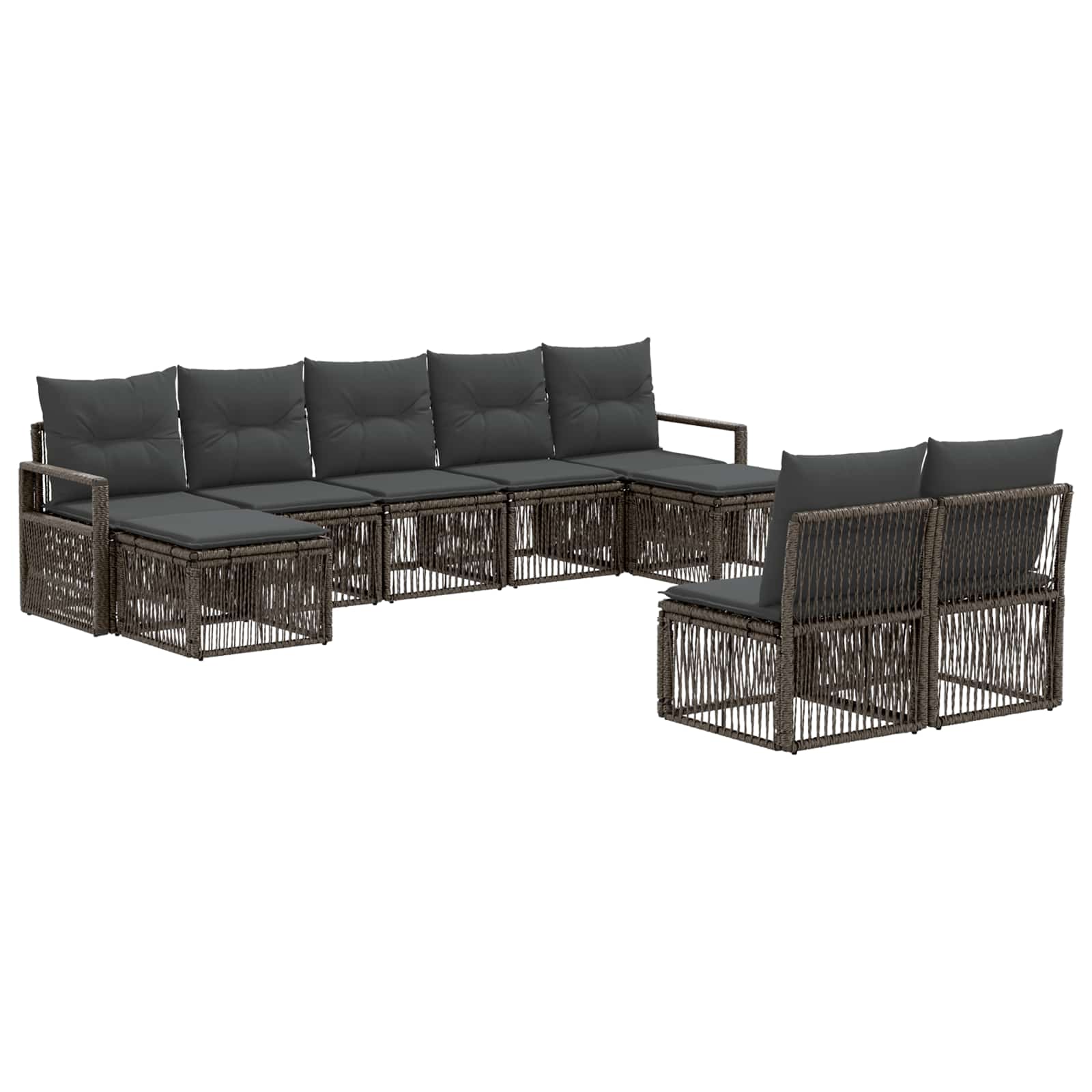 vidaXL Tuinbankenset 10 pcs Zwart poly rattan