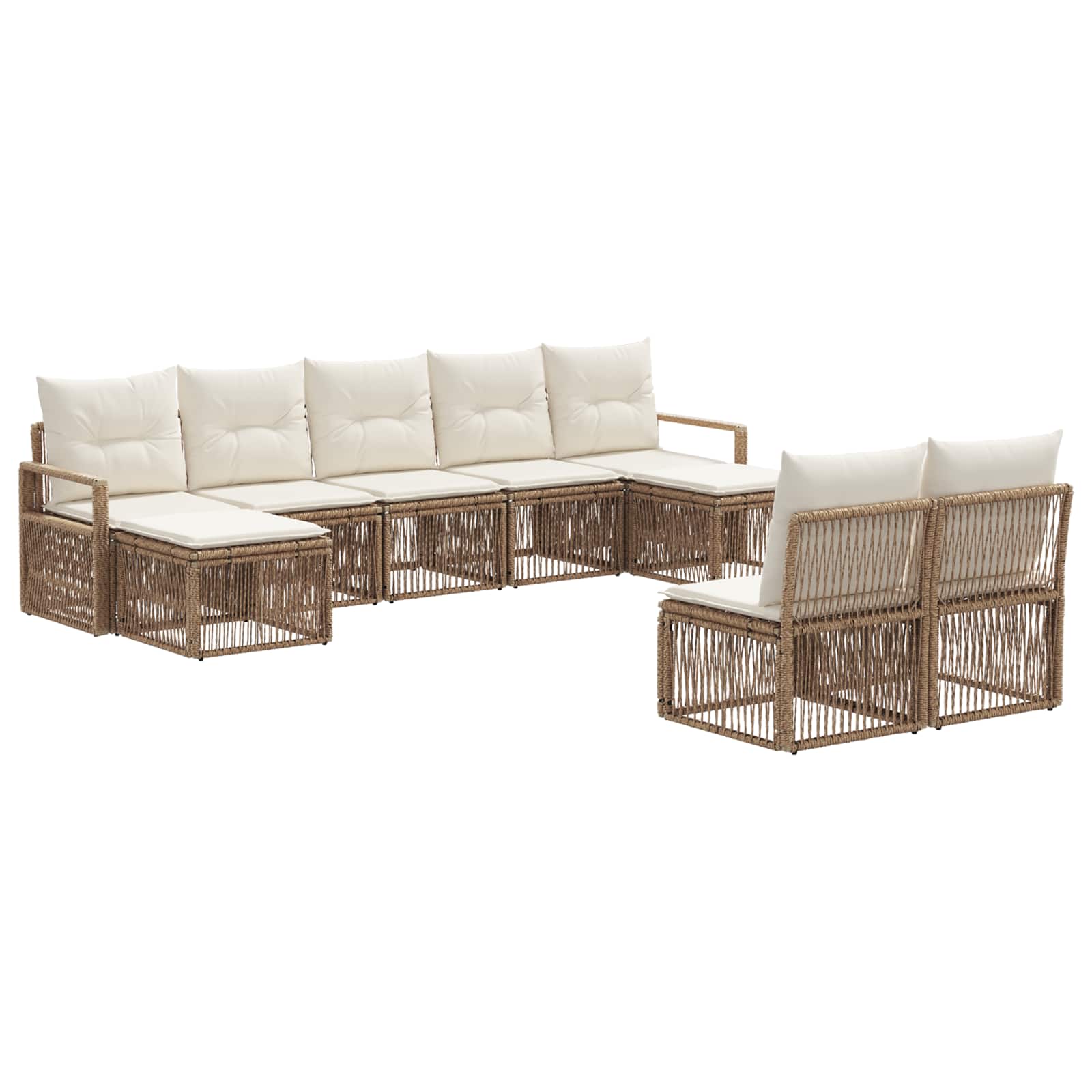 vidaXL Tuinbankenset 10 pcs Zwart poly rattan