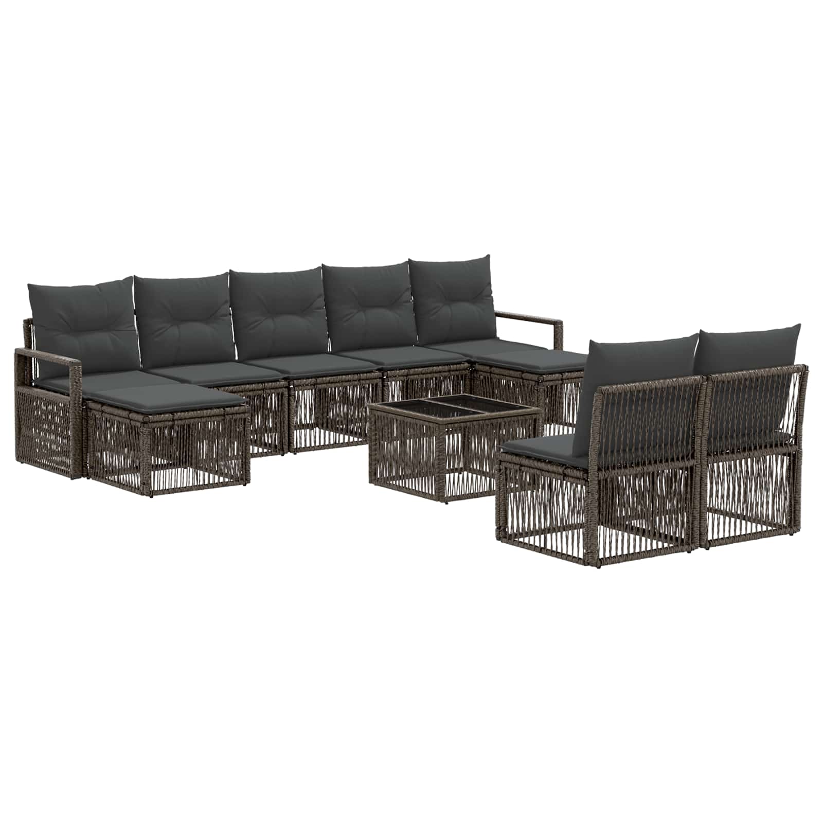vidaXL Tuinbankenset 10 pcs Zwart poly rattan
