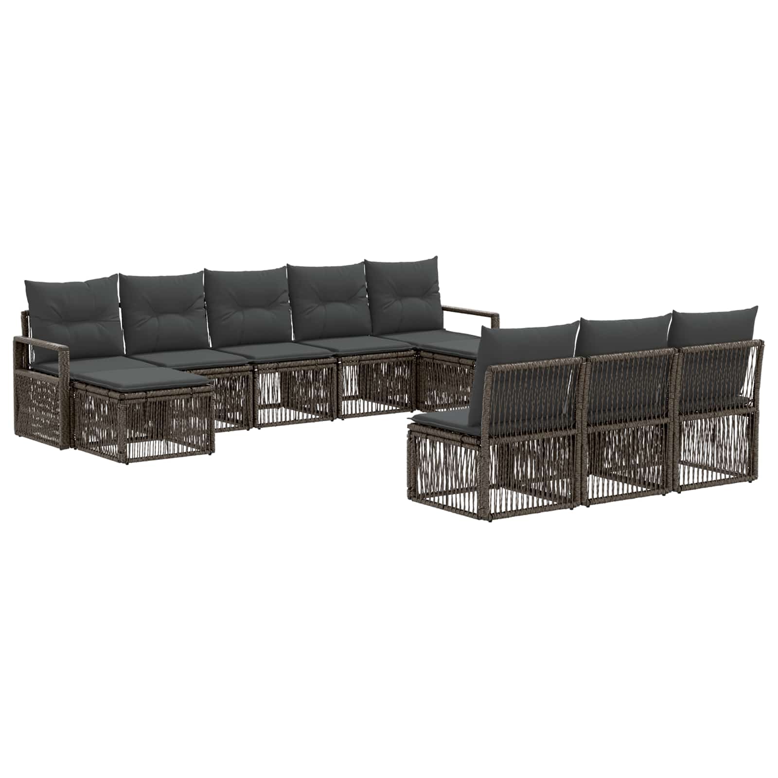 vidaXL Tuinbankenset 11 pcs Zwart poly rattan