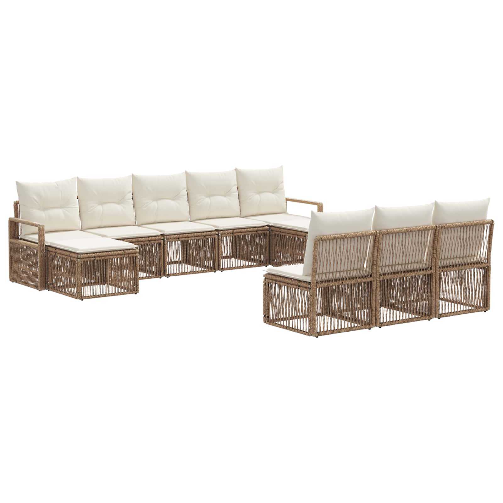 vidaXL Tuinbankenset 11 pcs Zwart poly rattan