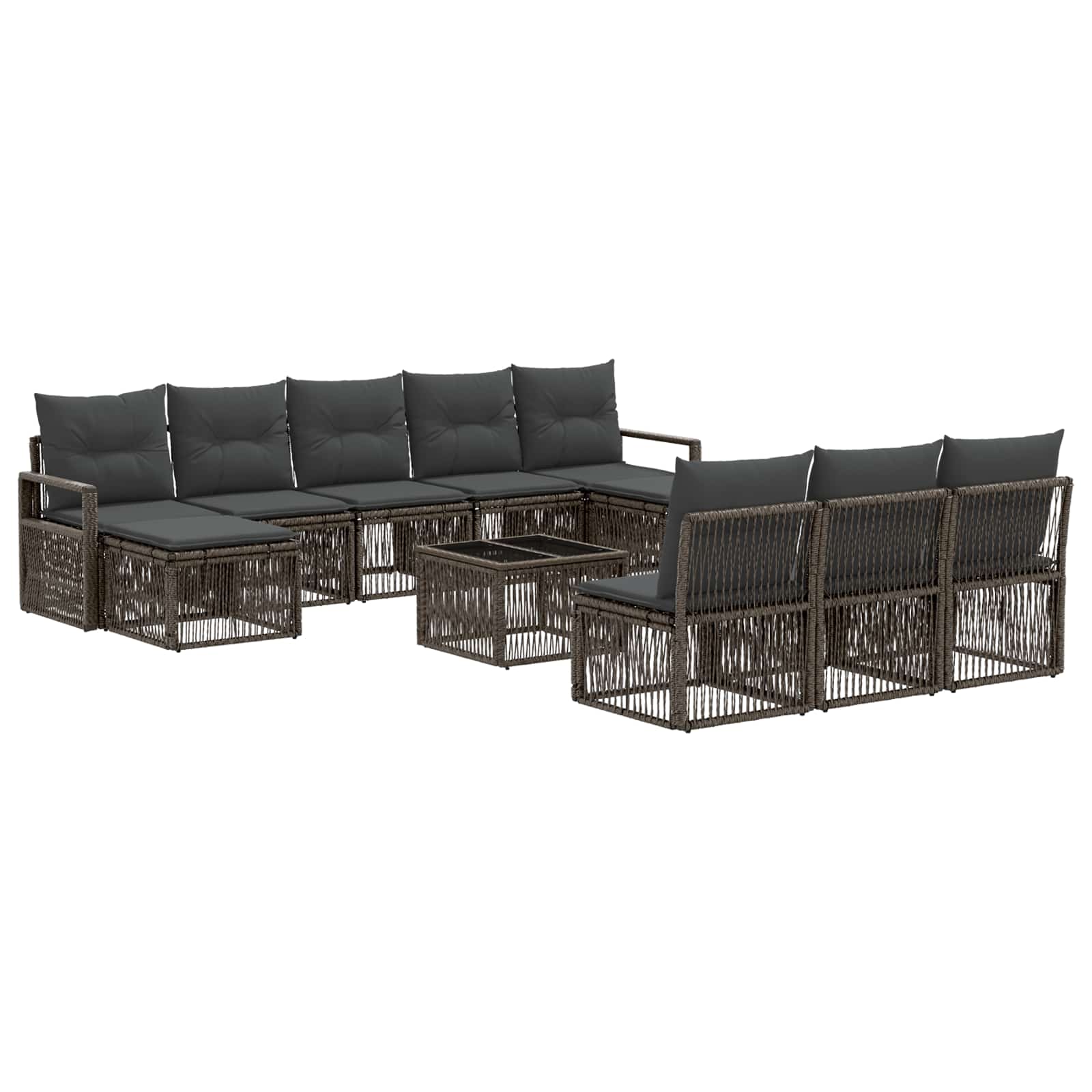 vidaXL Tuinbankenset 11 pcs Zwart poly rattan