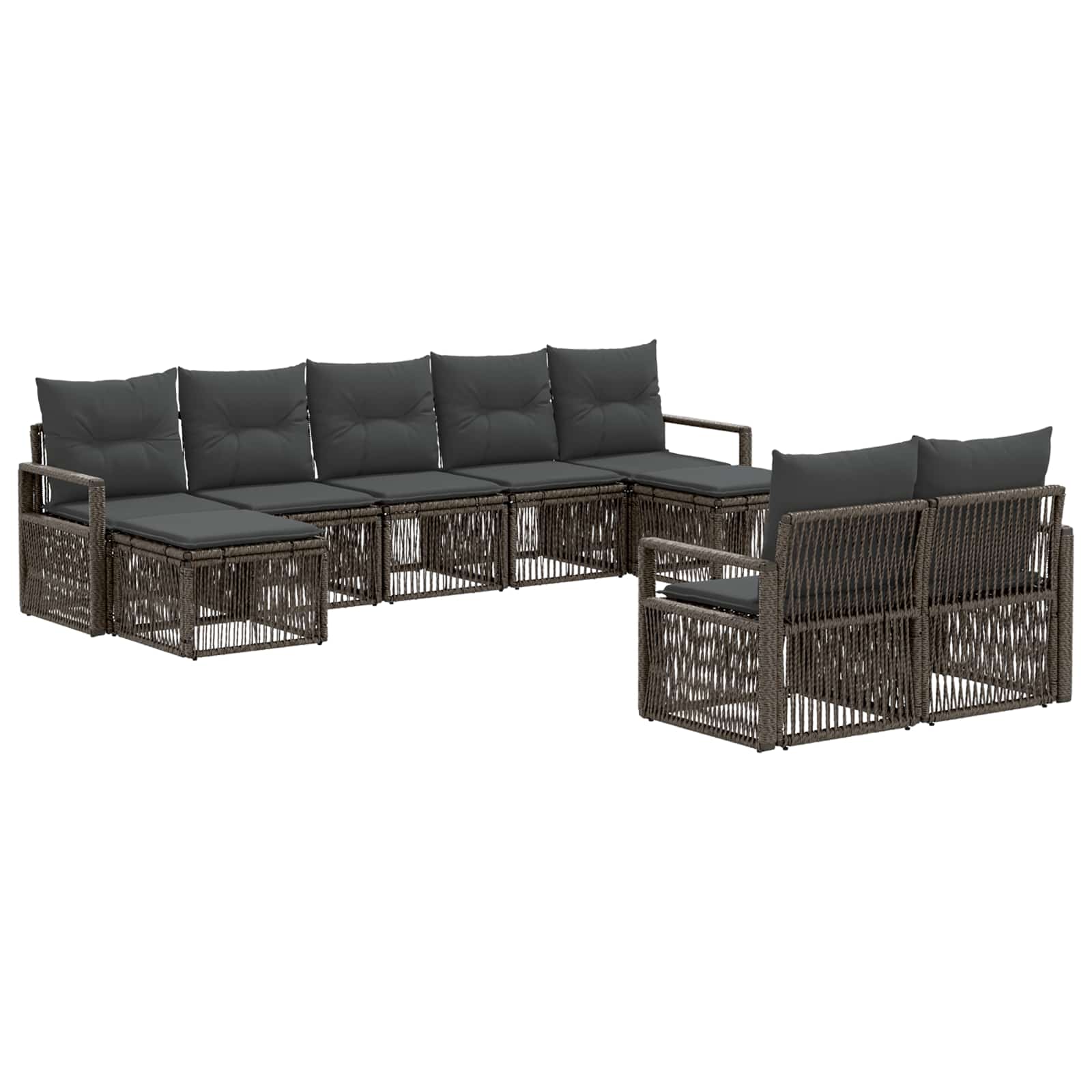 vidaXL Tuinbankenset 10 pcs Zwart poly rattan