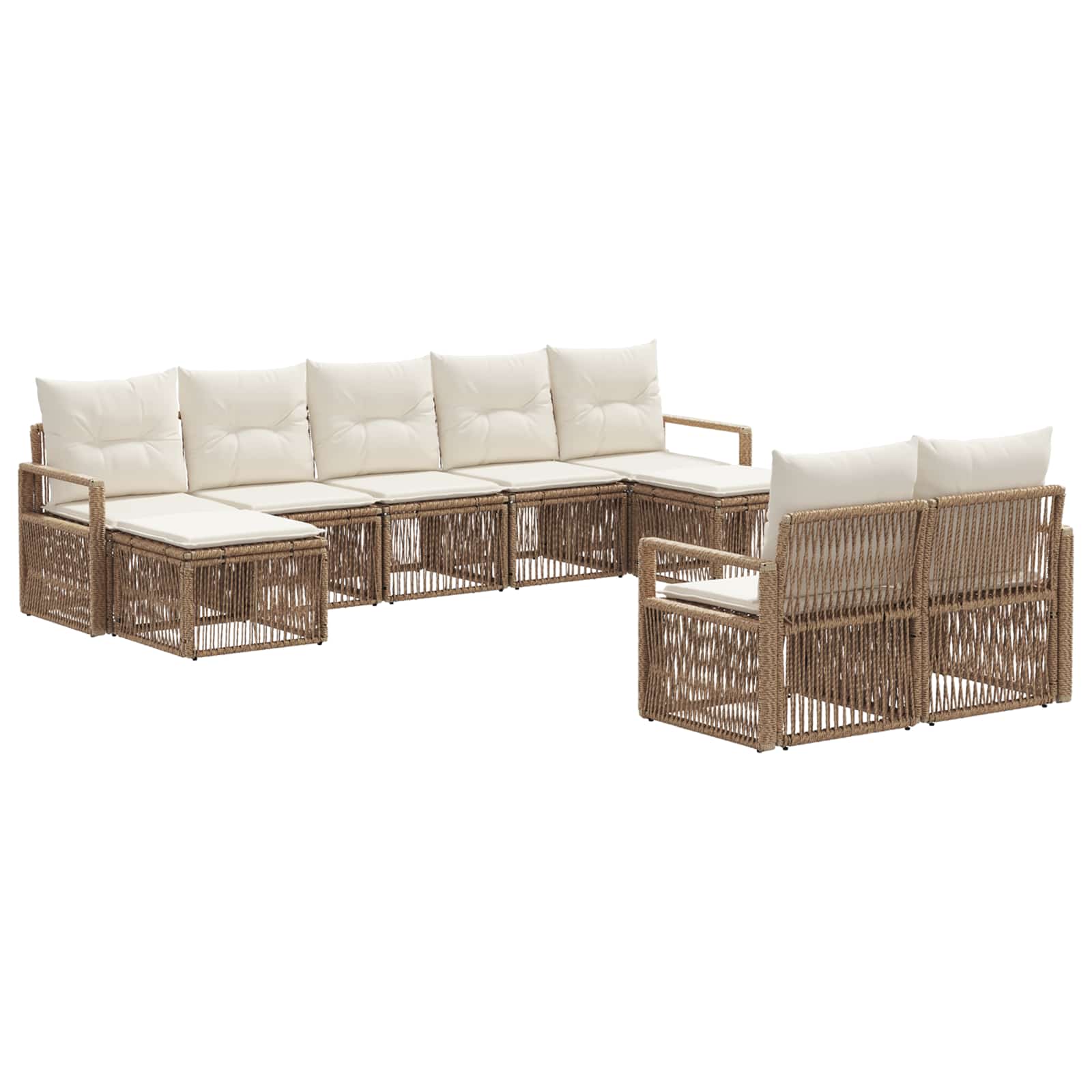 vidaXL Tuinbankenset 10 pcs Zwart poly rattan