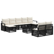 vidaXL Tuinbankenset 10 pcs Zwart poly rattan