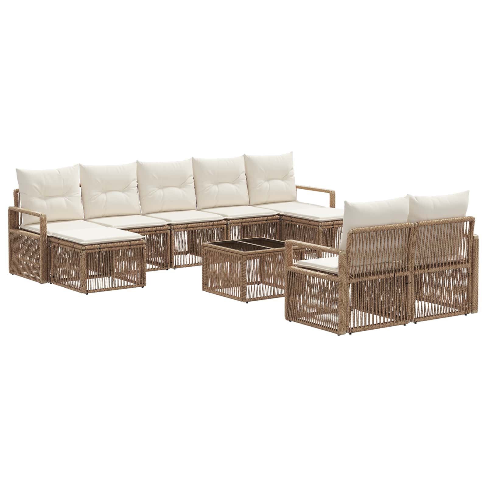vidaXL Tuinbankenset 10 pcs Zwart poly rattan