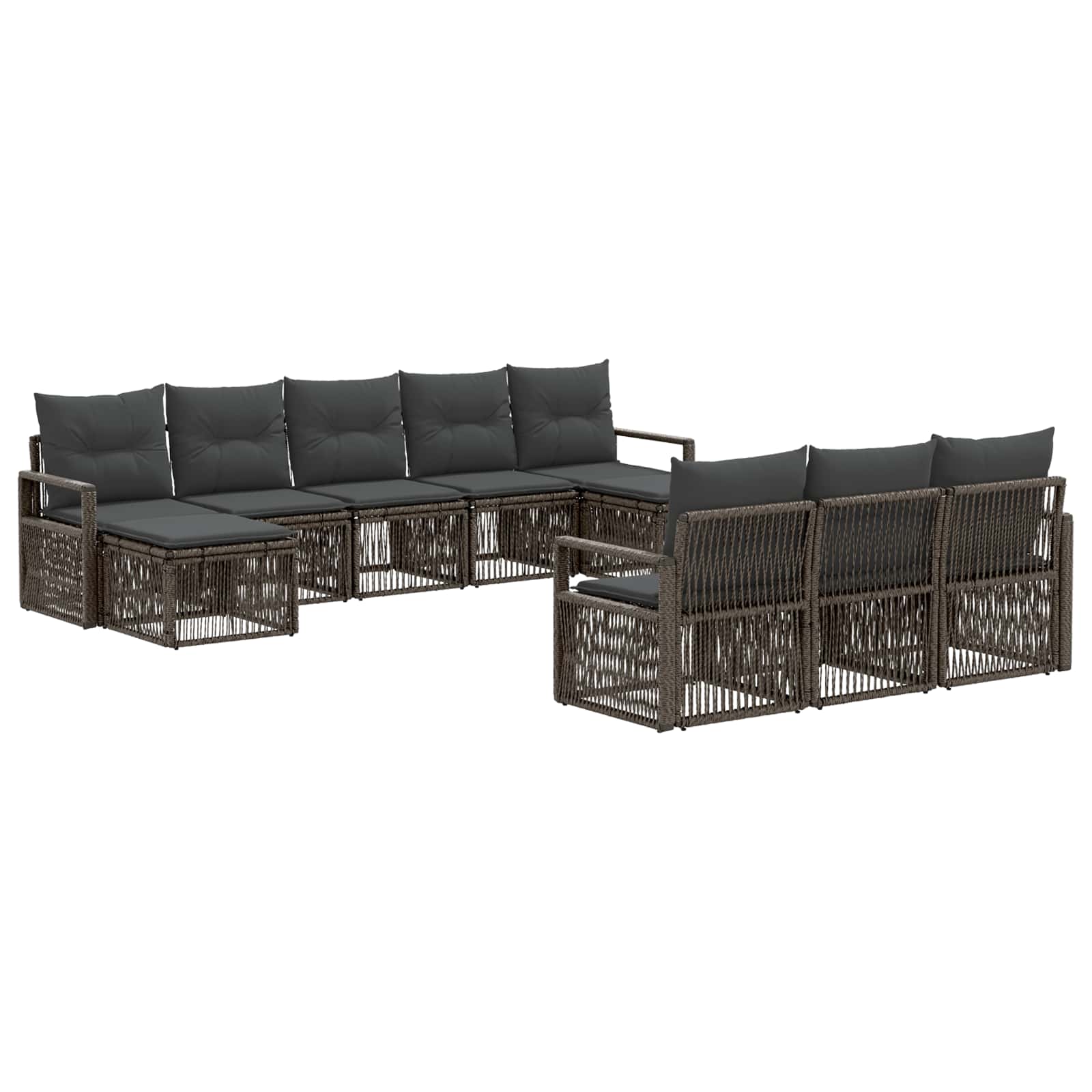 vidaXL Tuinbankenset 11 pcs Zwart poly rattan