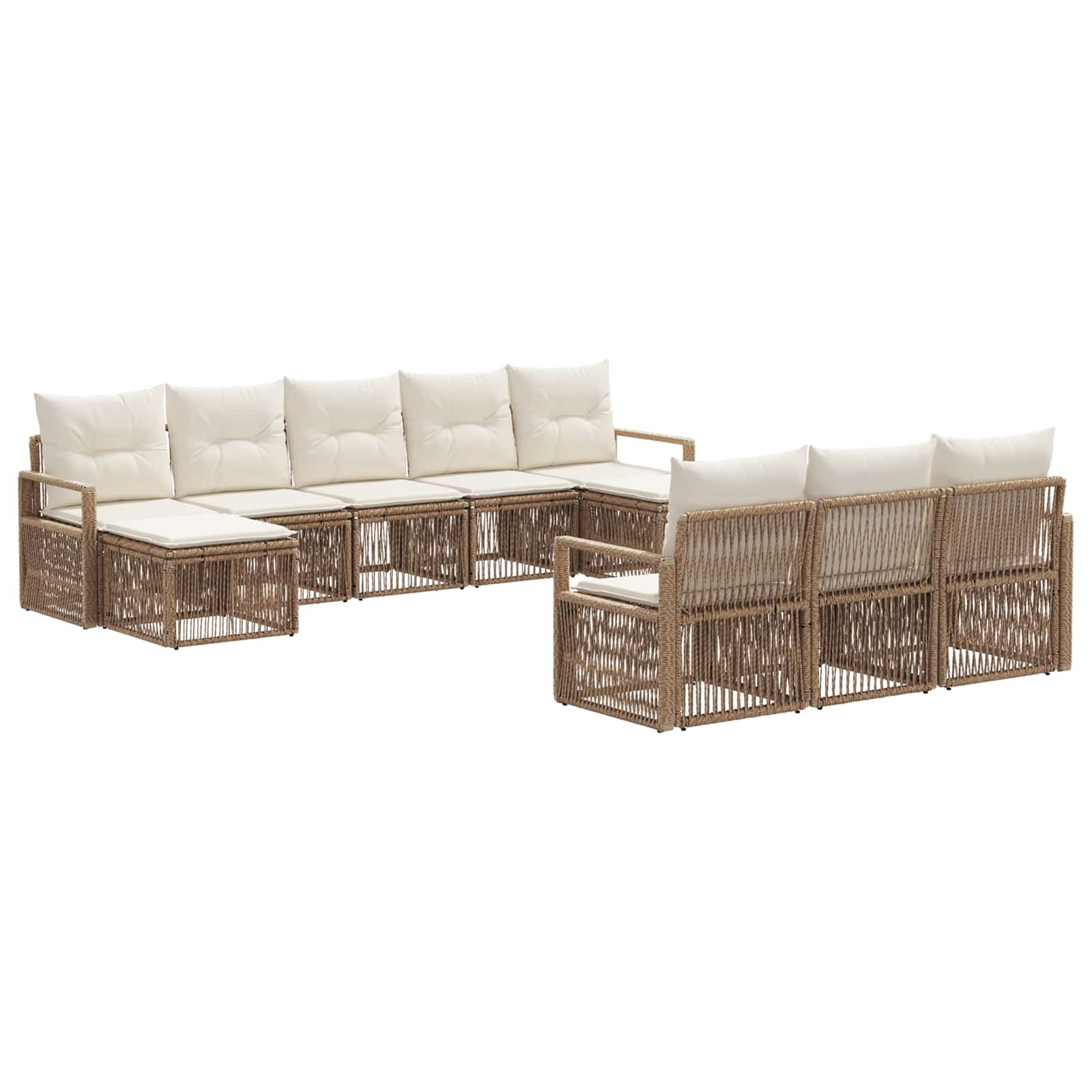 vidaXL Tuinbankenset 11 pcs Zwart poly rattan