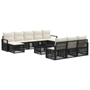 vidaXL Tuinbankenset 11 pcs Zwart poly rattan