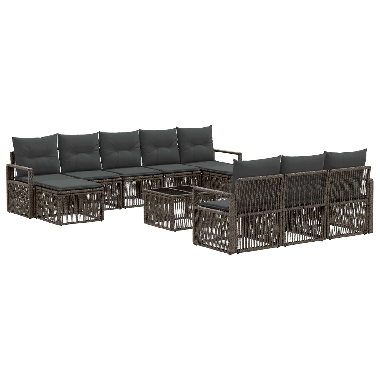 vidaXL Tuinbankenset 11 pcs Zwart poly rattan