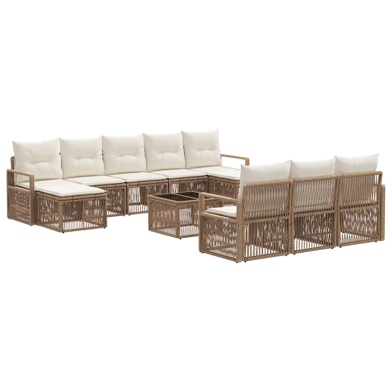 vidaXL Tuinbankenset 11 pcs Zwart poly rattan