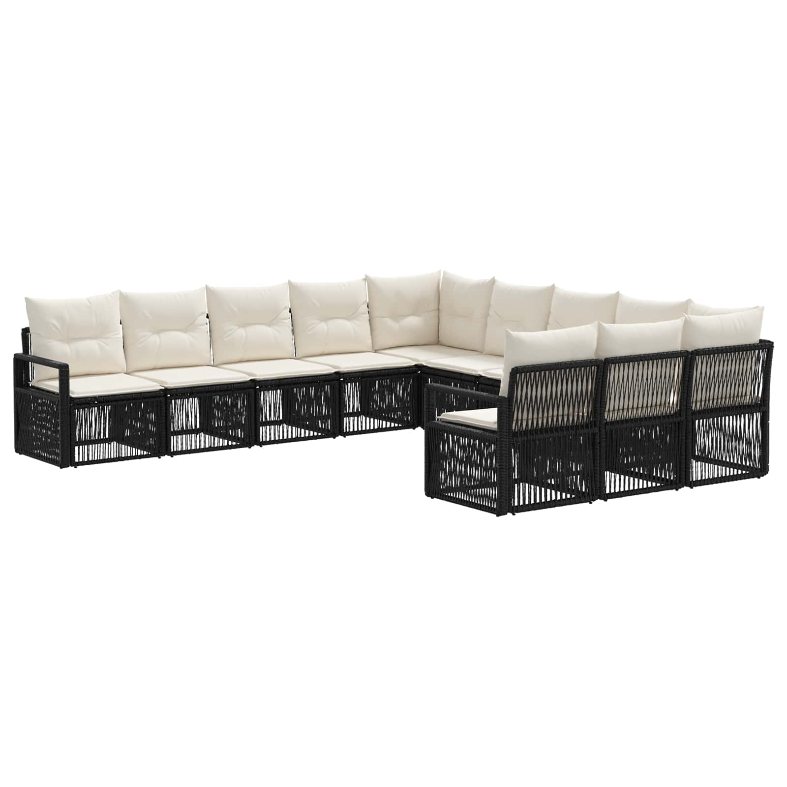 vidaXL Tuinbankenset 12 pcs Zwart poly rattan